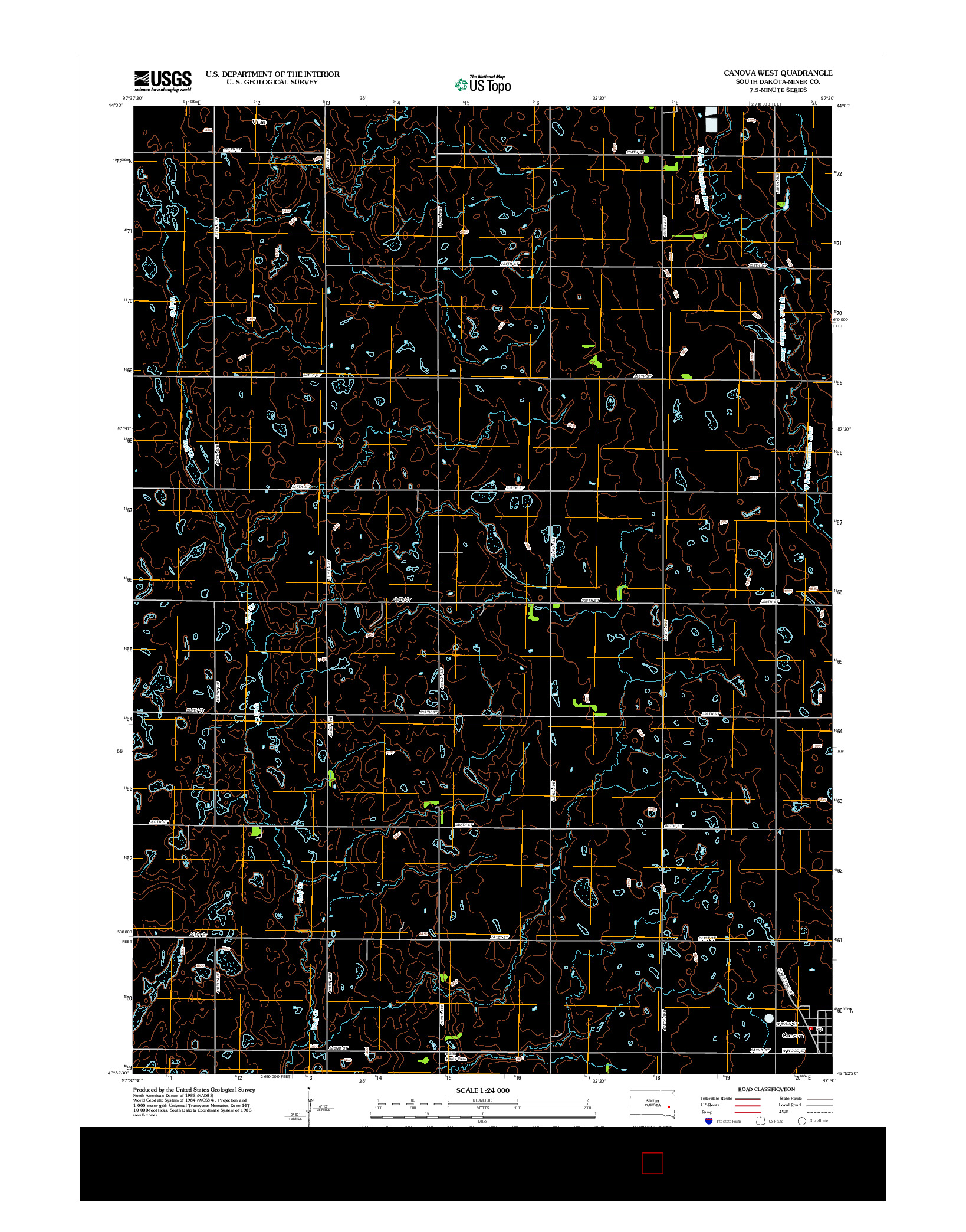 USGS US TOPO 7.5-MINUTE MAP FOR CANOVA WEST, SD 2012