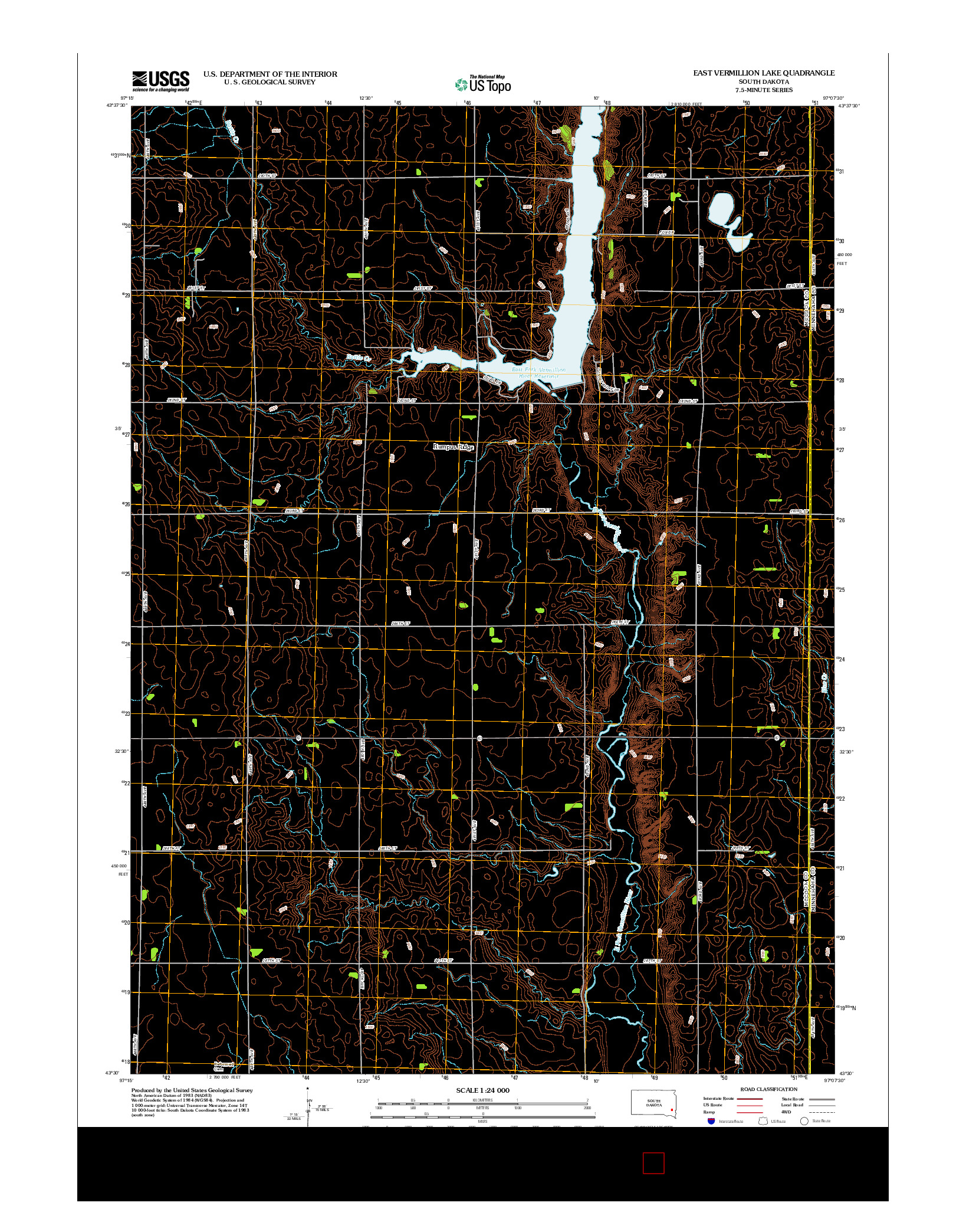 USGS US TOPO 7.5-MINUTE MAP FOR EAST VERMILLION LAKE, SD 2012