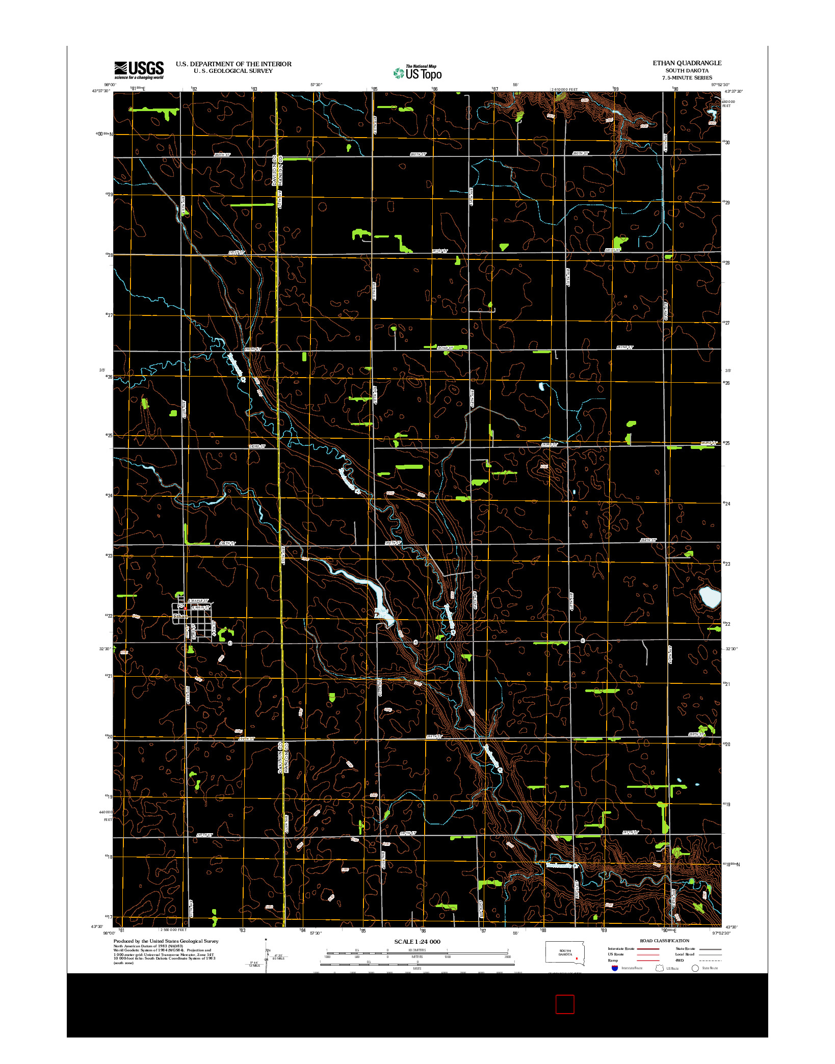 USGS US TOPO 7.5-MINUTE MAP FOR ETHAN, SD 2012