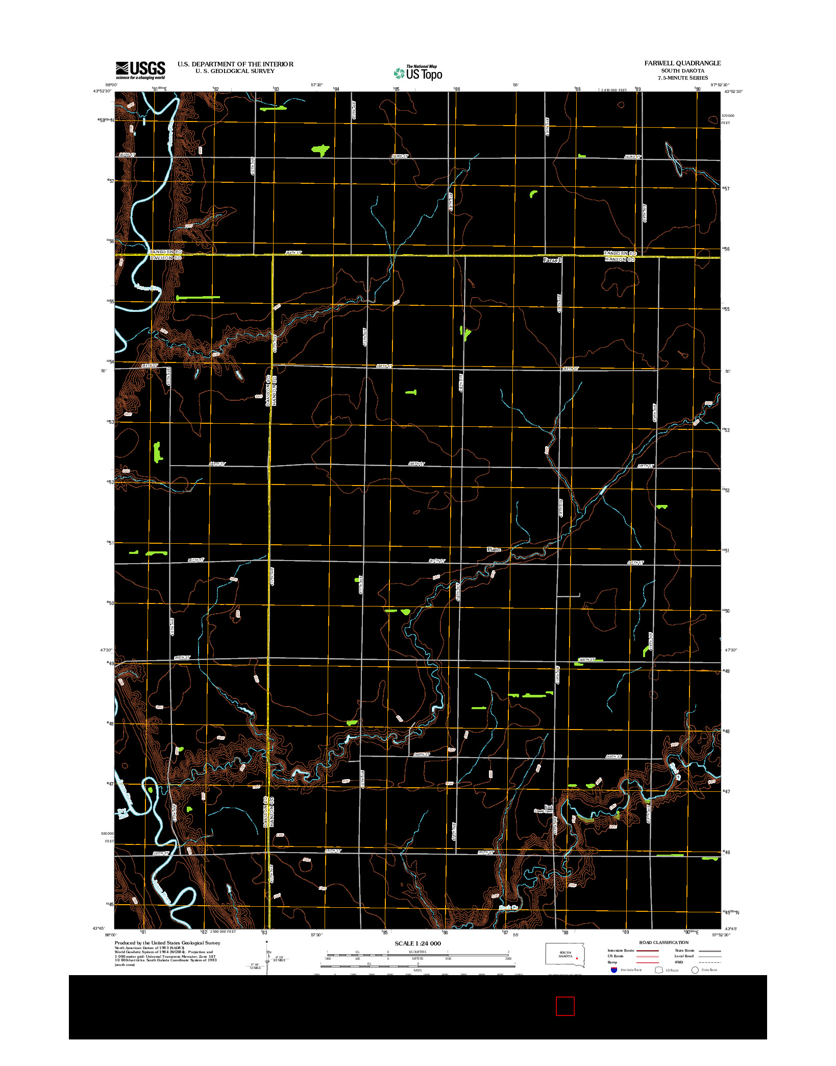 USGS US TOPO 7.5-MINUTE MAP FOR FARWELL, SD 2012