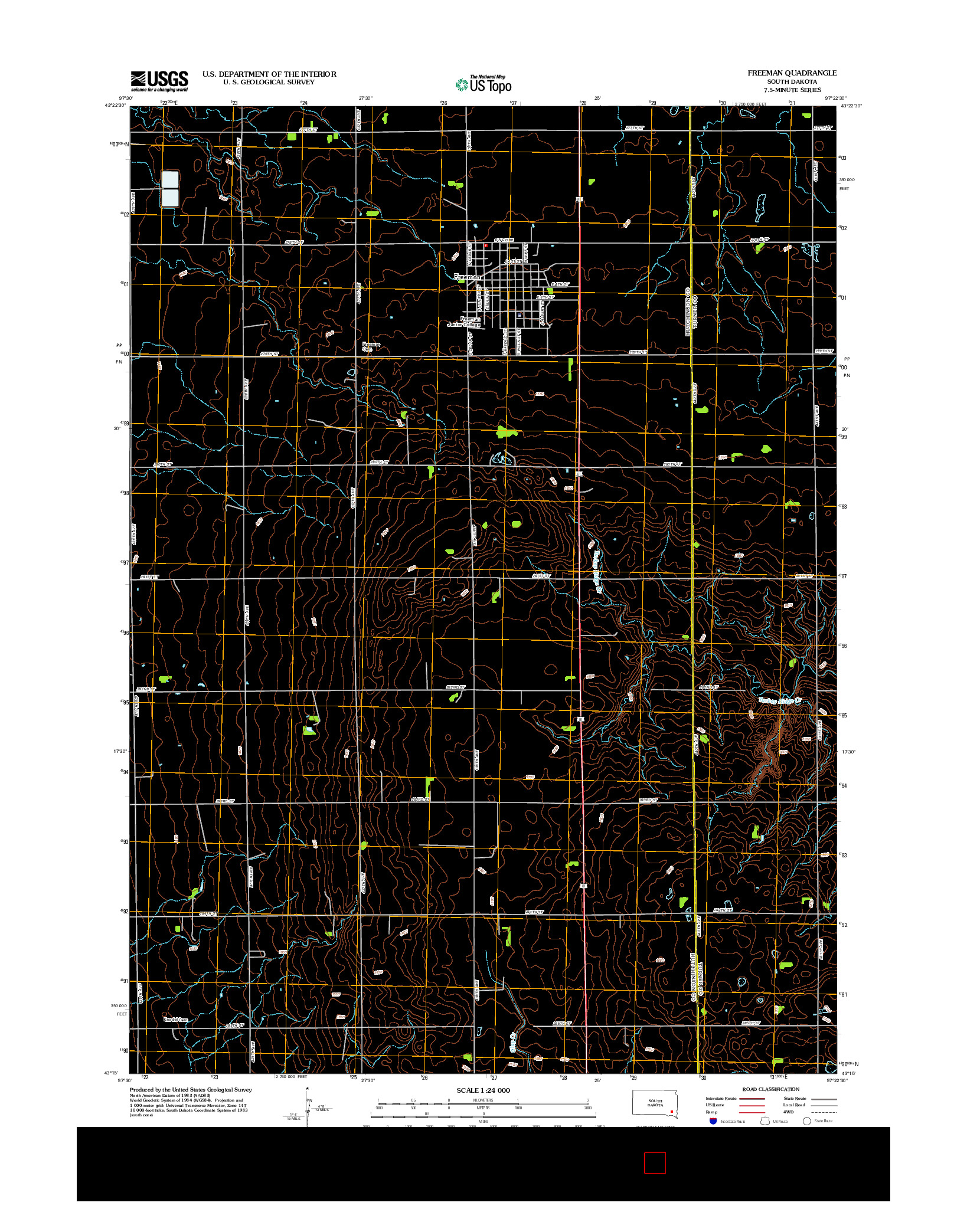 USGS US TOPO 7.5-MINUTE MAP FOR FREEMAN, SD 2012