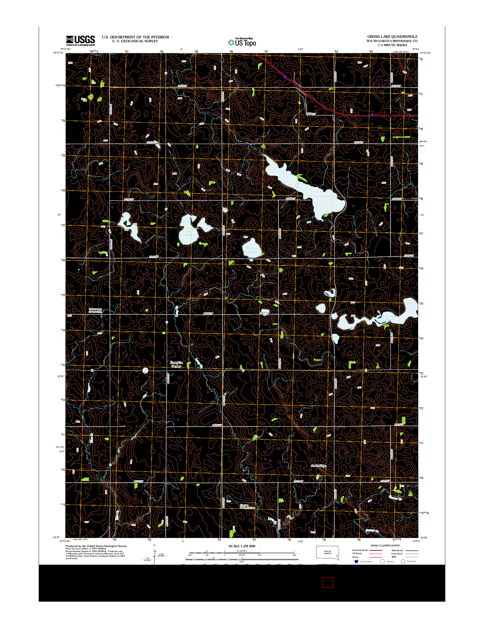 USGS US TOPO 7.5-MINUTE MAP FOR GRASS LAKE, SD 2012
