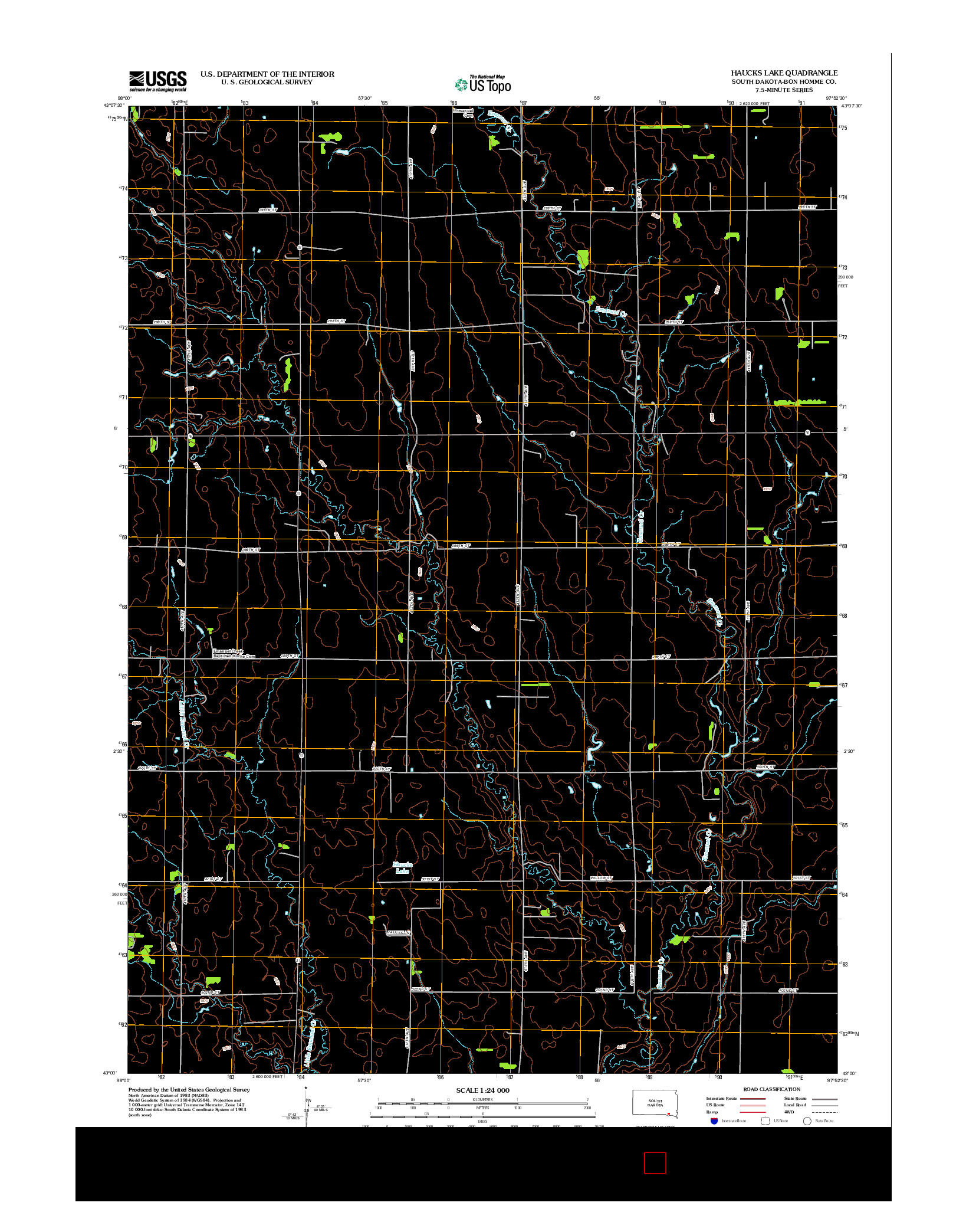 USGS US TOPO 7.5-MINUTE MAP FOR HAUCKS LAKE, SD 2012