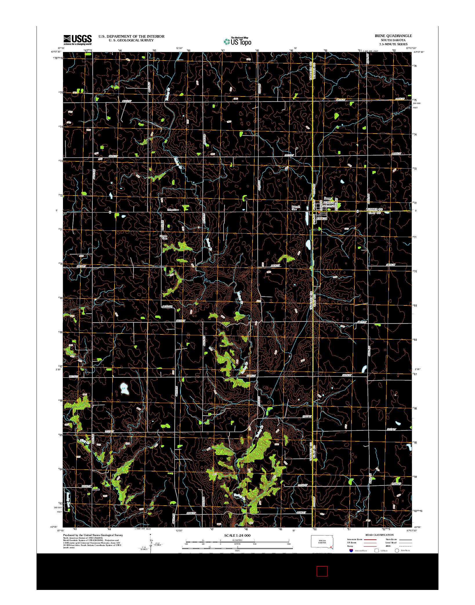 USGS US TOPO 7.5-MINUTE MAP FOR IRENE, SD 2012