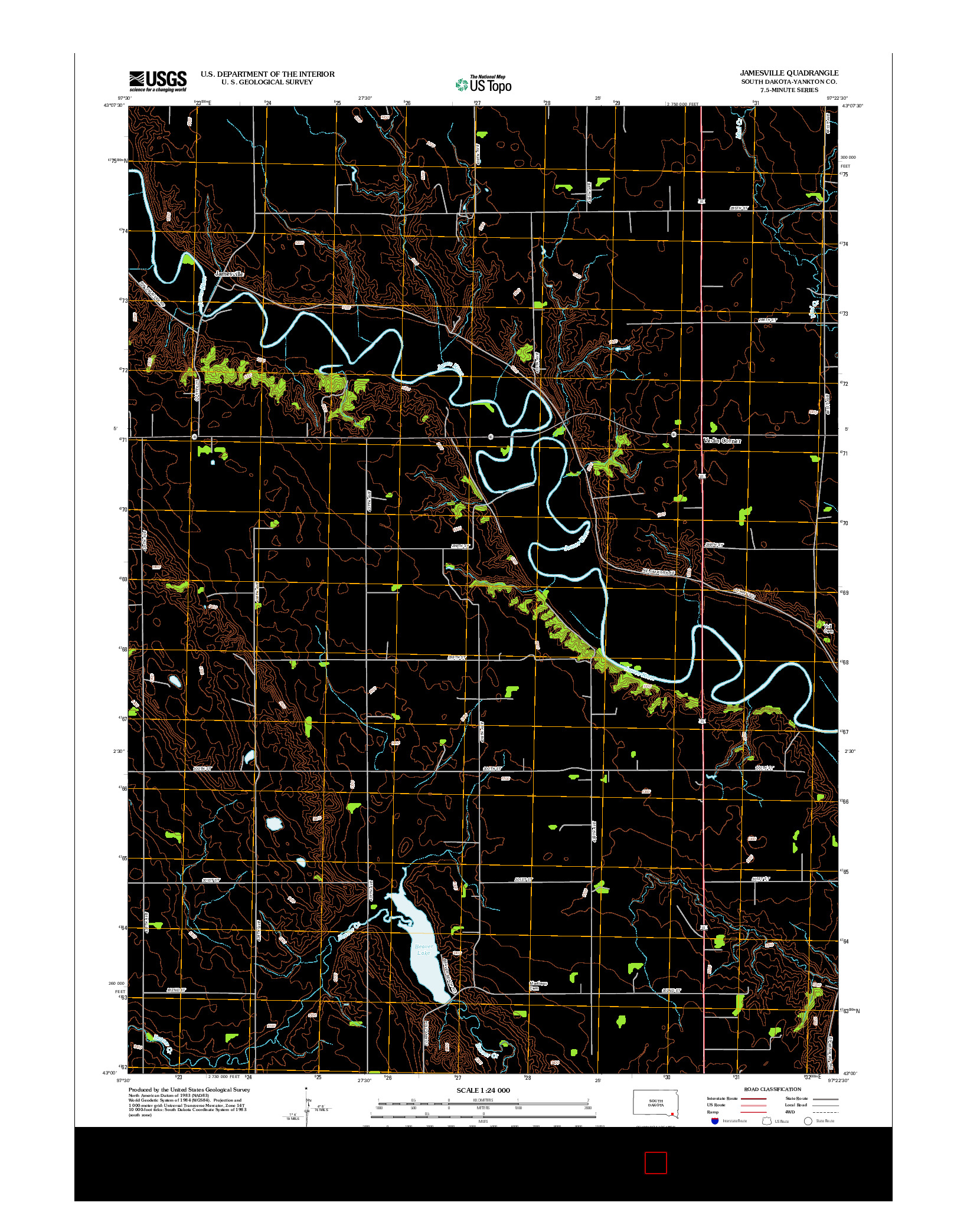 USGS US TOPO 7.5-MINUTE MAP FOR JAMESVILLE, SD 2012