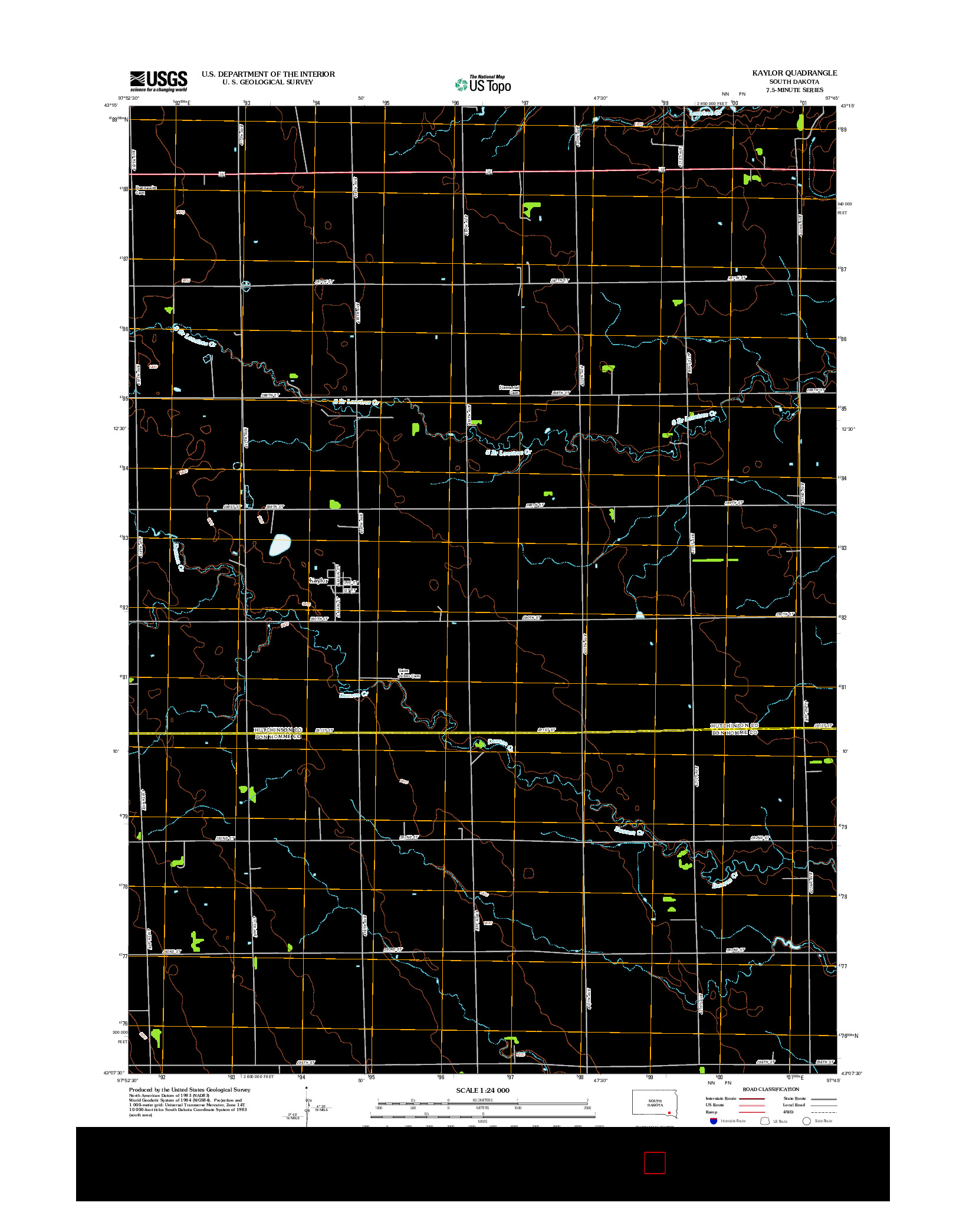 USGS US TOPO 7.5-MINUTE MAP FOR KAYLOR, SD 2012