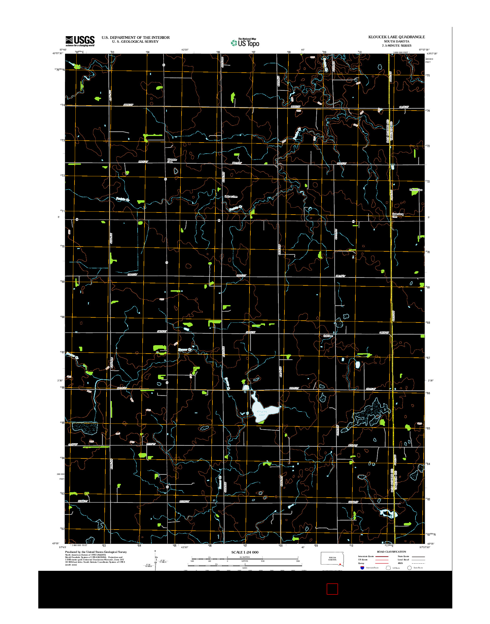 USGS US TOPO 7.5-MINUTE MAP FOR KLOUCEK LAKE, SD 2012