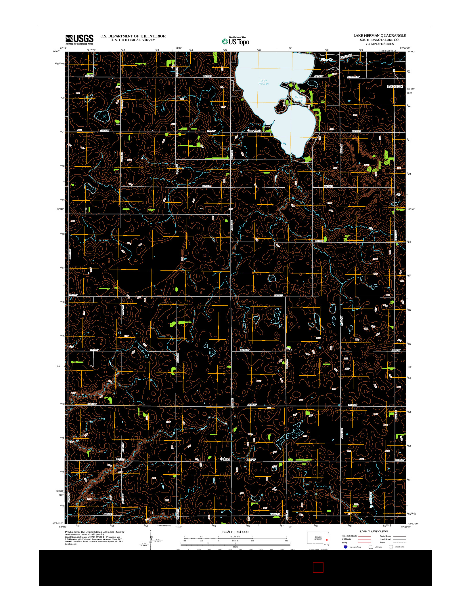 USGS US TOPO 7.5-MINUTE MAP FOR LAKE HERMAN, SD 2012