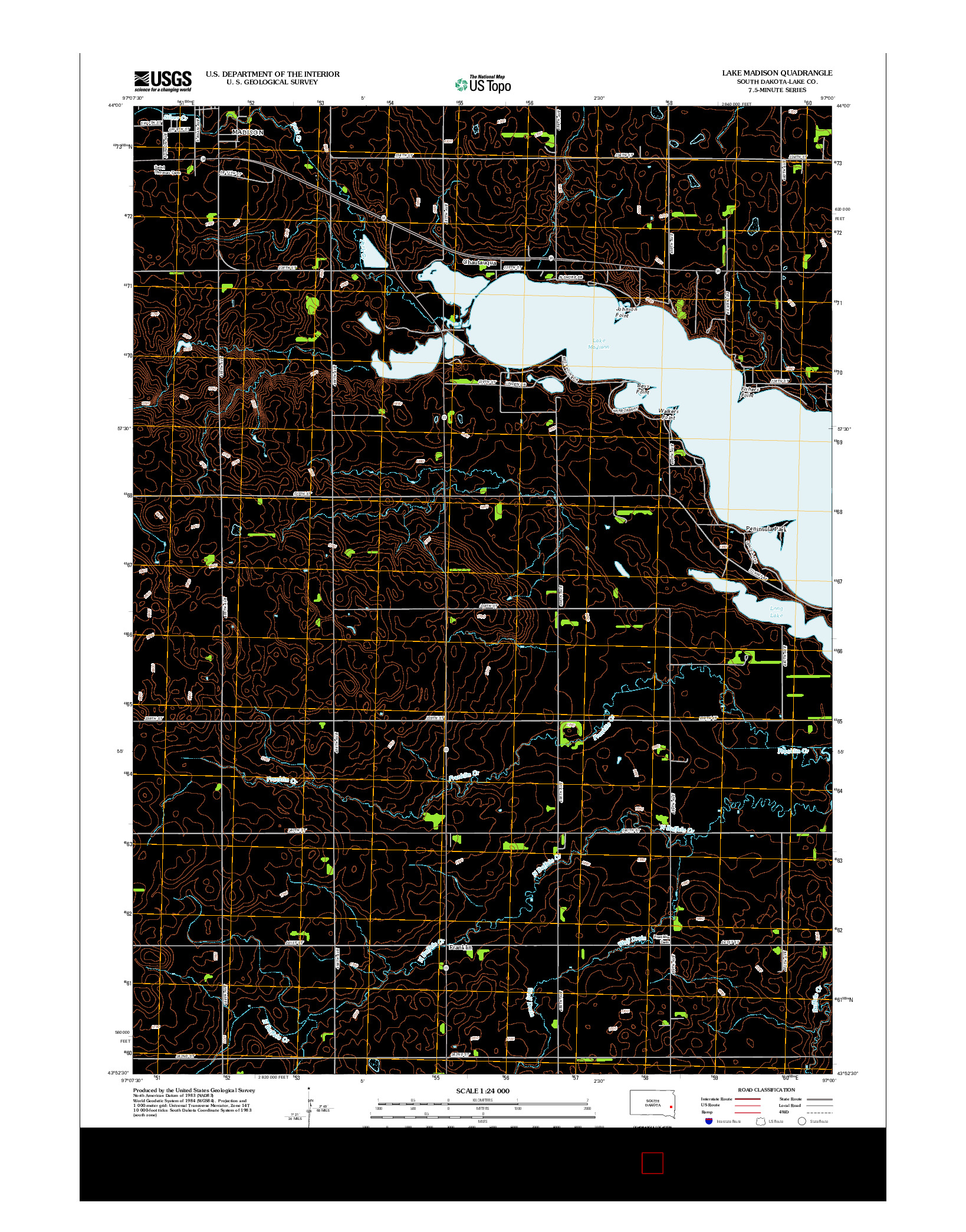 USGS US TOPO 7.5-MINUTE MAP FOR LAKE MADISON, SD 2012