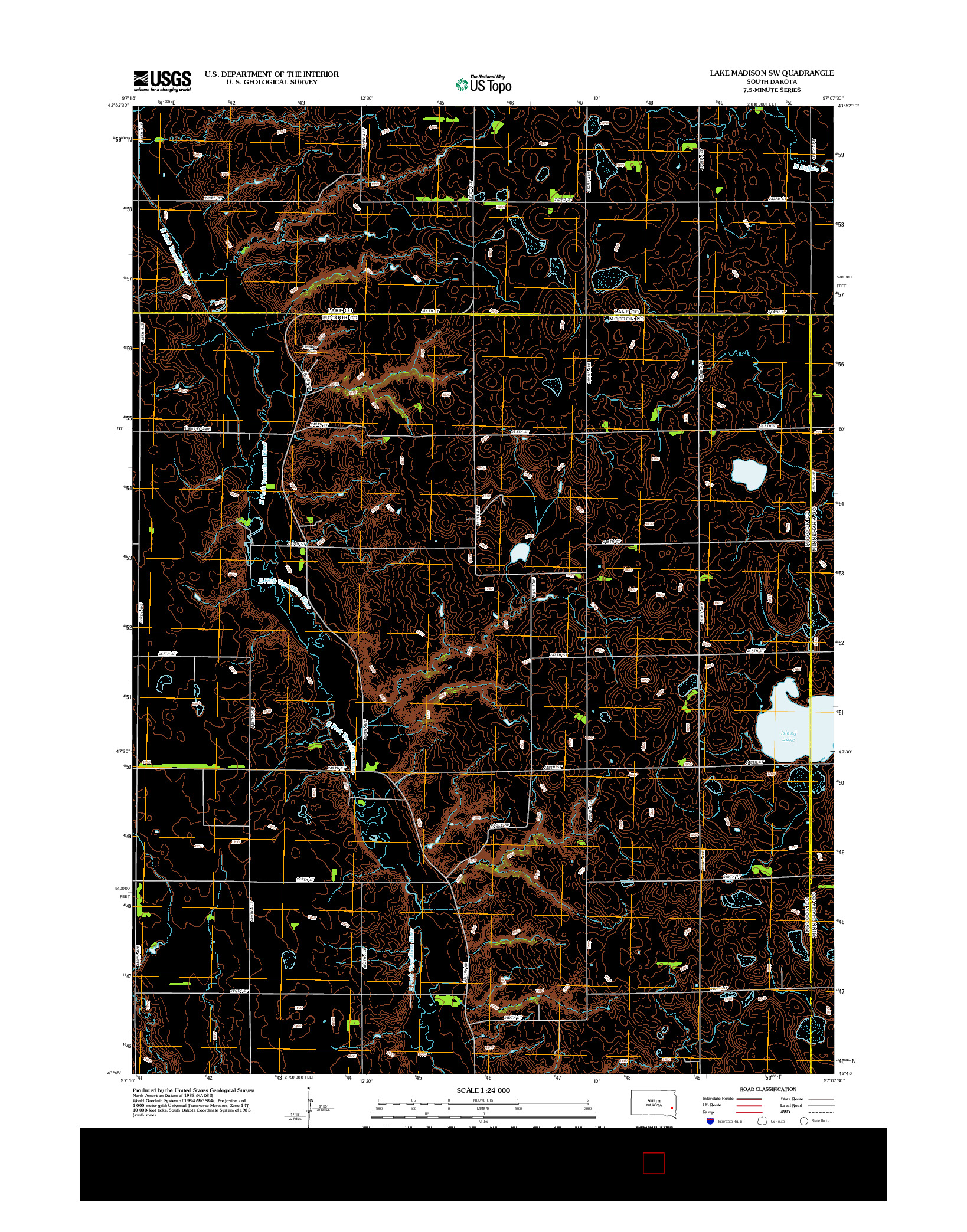 USGS US TOPO 7.5-MINUTE MAP FOR LAKE MADISON SW, SD 2012