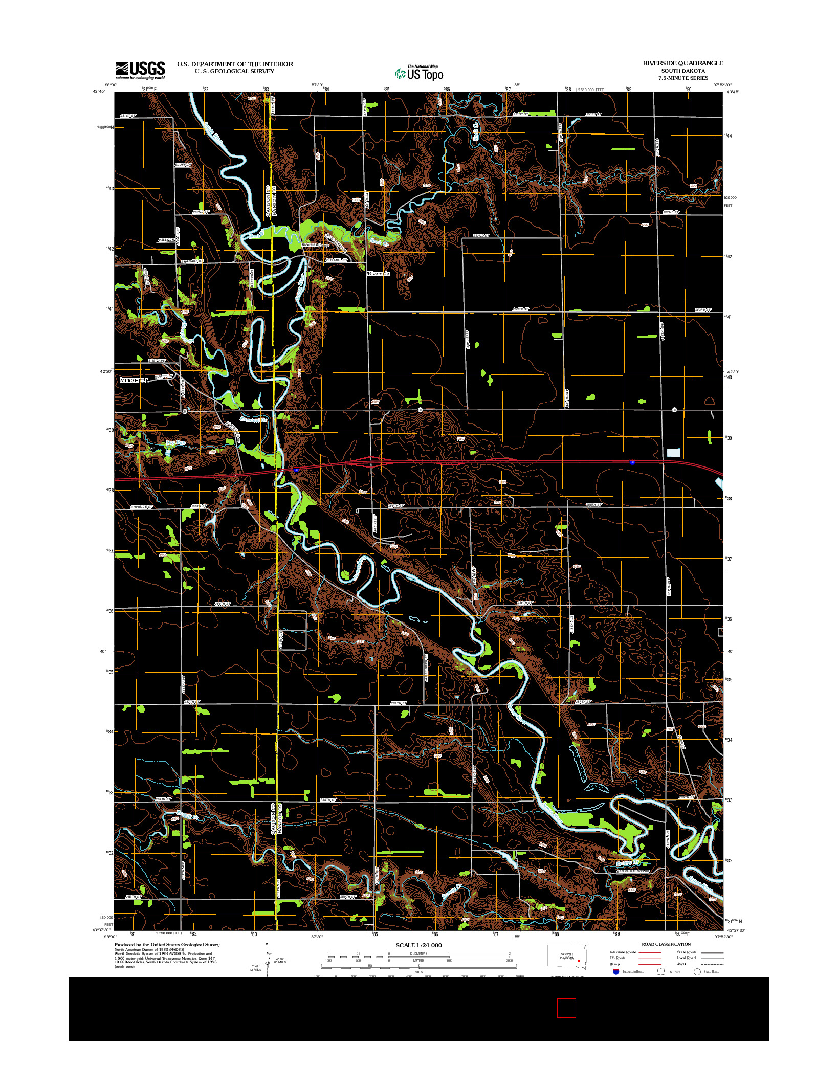USGS US TOPO 7.5-MINUTE MAP FOR RIVERSIDE, SD 2012