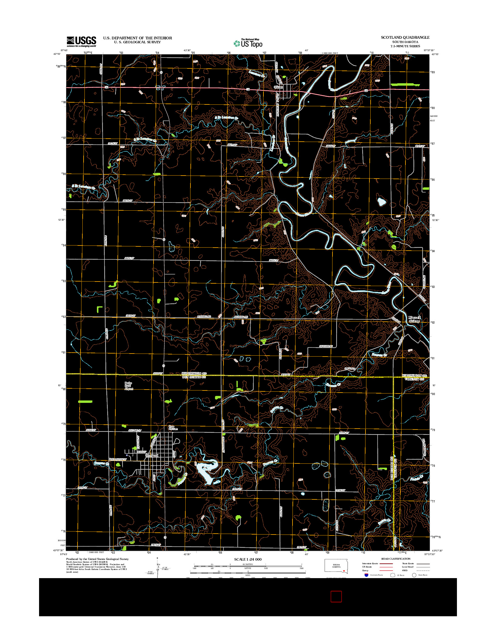 USGS US TOPO 7.5-MINUTE MAP FOR SCOTLAND, SD 2012