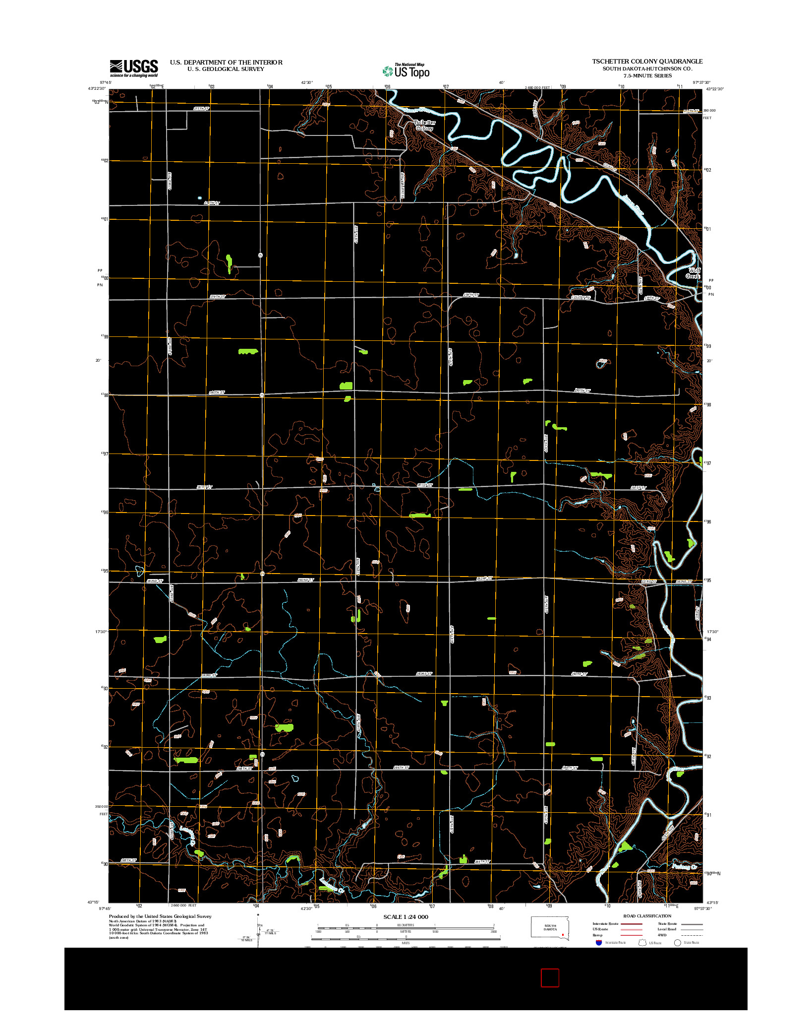 USGS US TOPO 7.5-MINUTE MAP FOR TSCHETTER COLONY, SD 2012