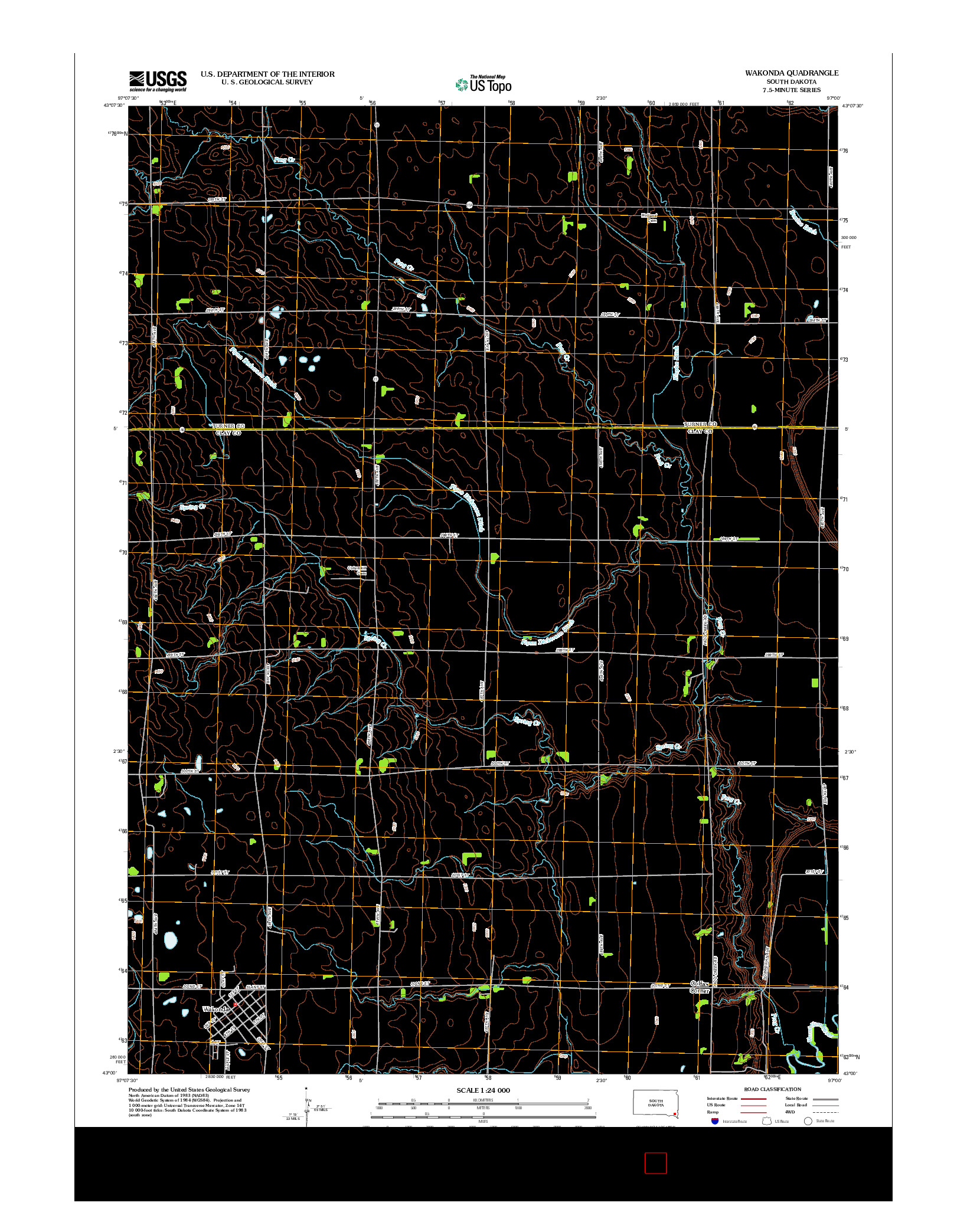 USGS US TOPO 7.5-MINUTE MAP FOR WAKONDA, SD 2012