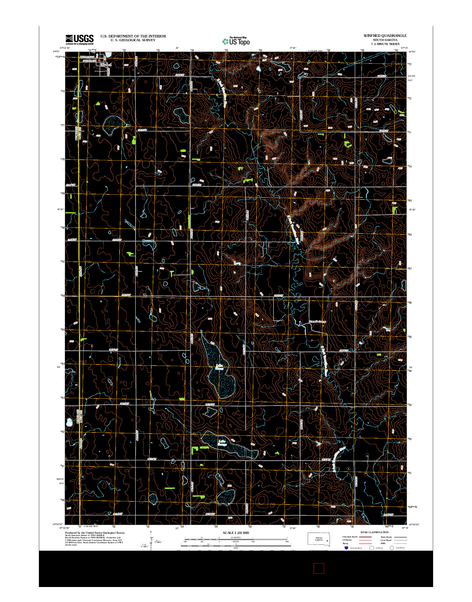 USGS US TOPO 7.5-MINUTE MAP FOR WINFRED, SD 2012