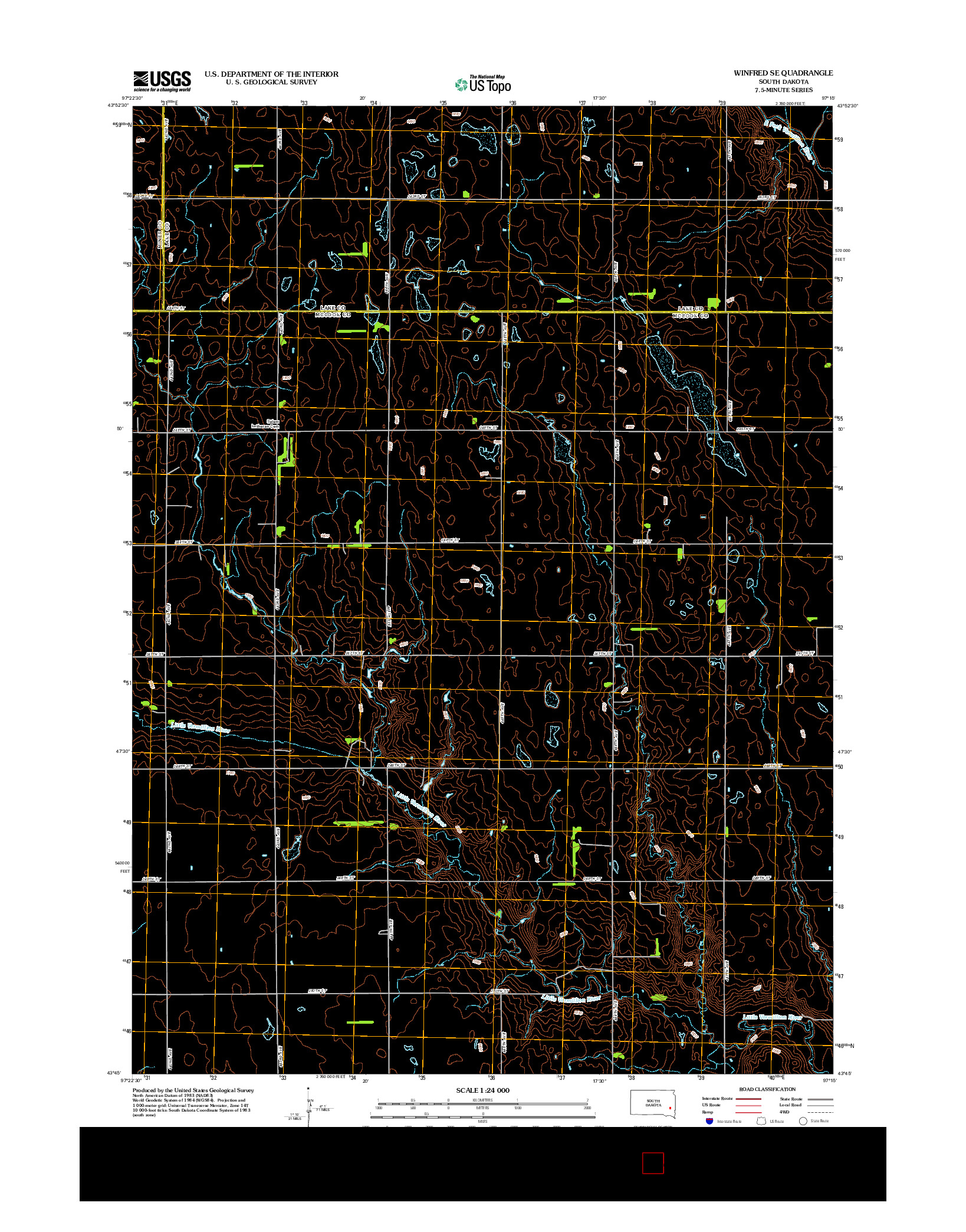 USGS US TOPO 7.5-MINUTE MAP FOR WINFRED SE, SD 2012