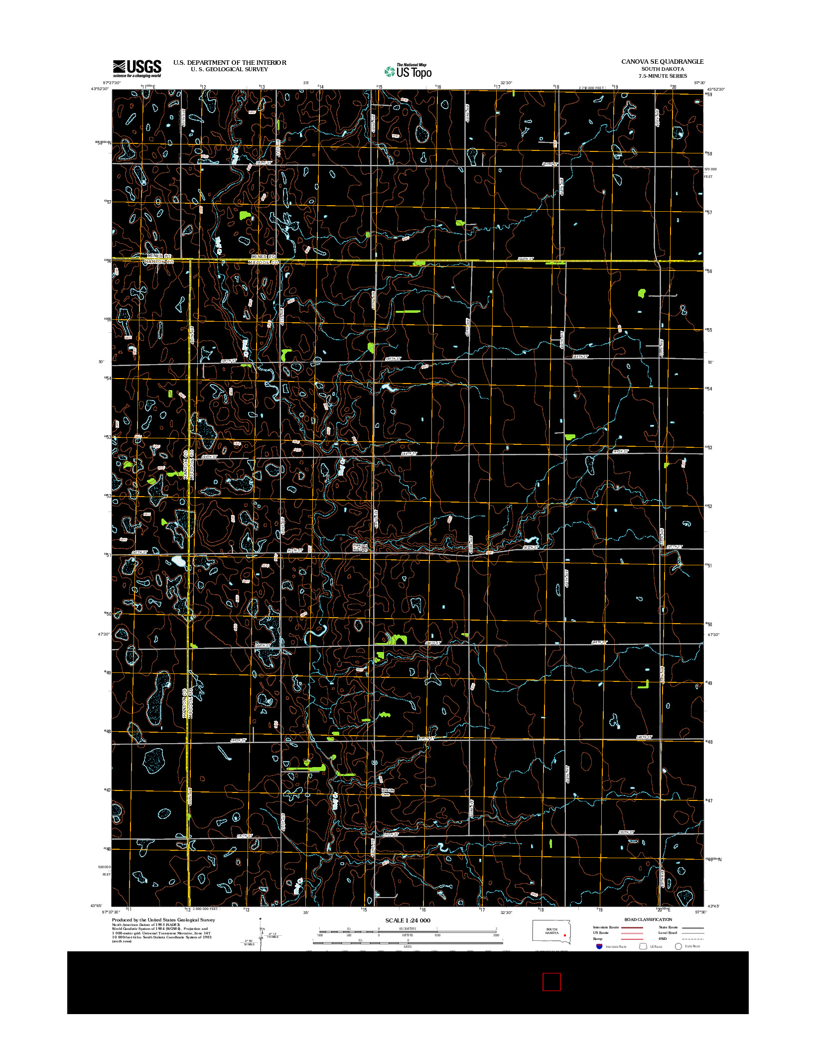 USGS US TOPO 7.5-MINUTE MAP FOR CANOVA SE, SD 2012