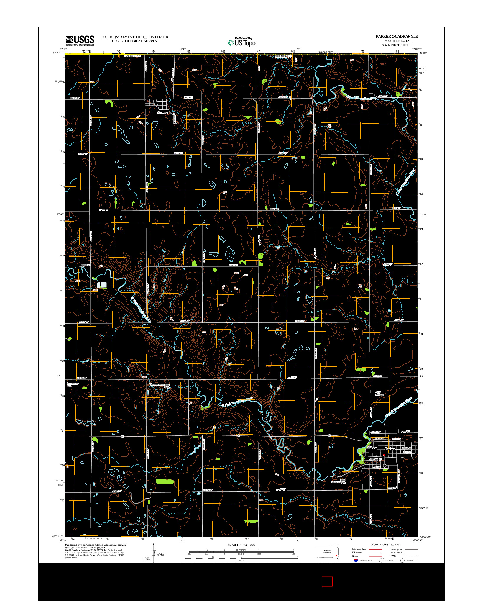 USGS US TOPO 7.5-MINUTE MAP FOR PARKER, SD 2012