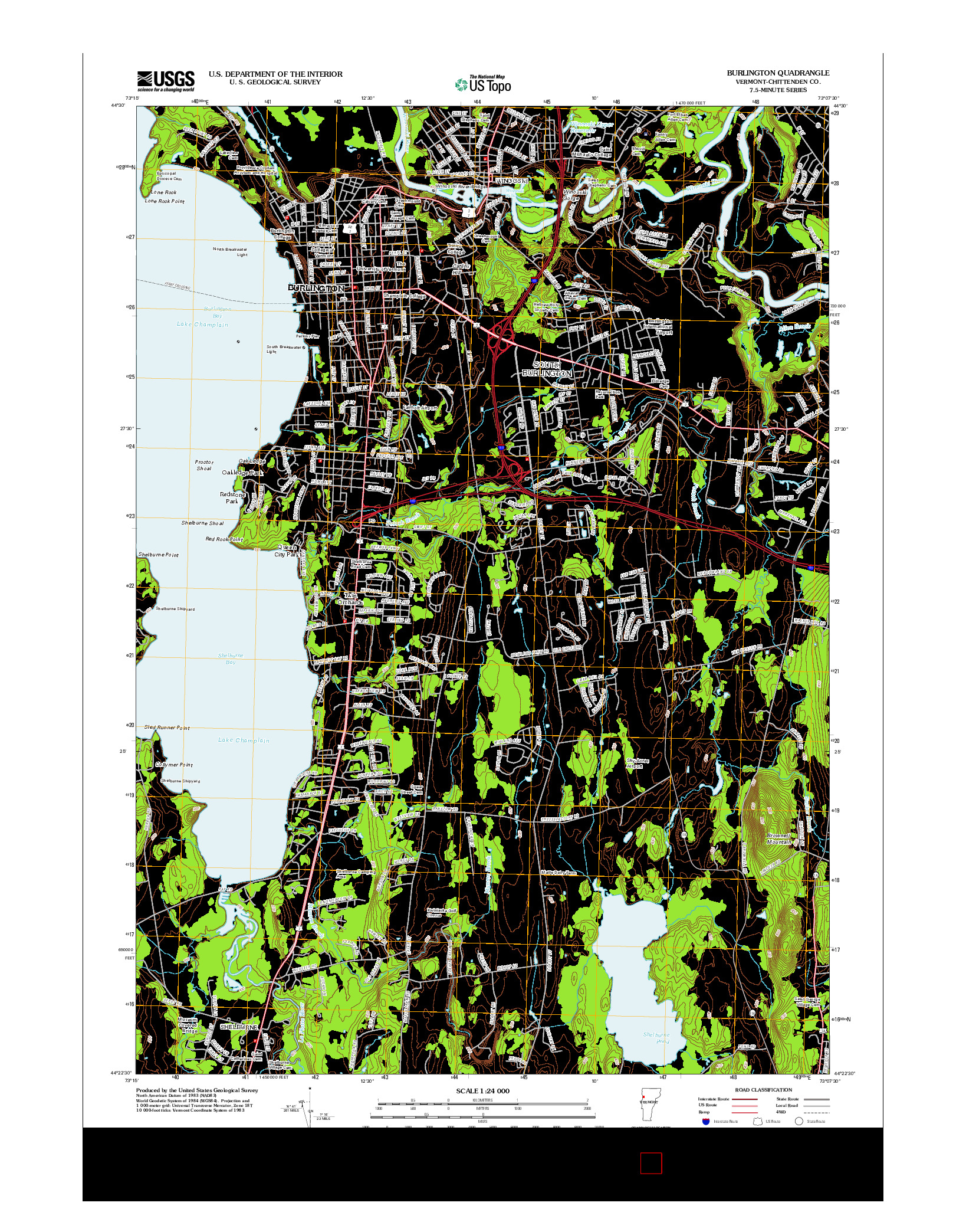 USGS US TOPO 7.5-MINUTE MAP FOR BURLINGTON, VT 2012
