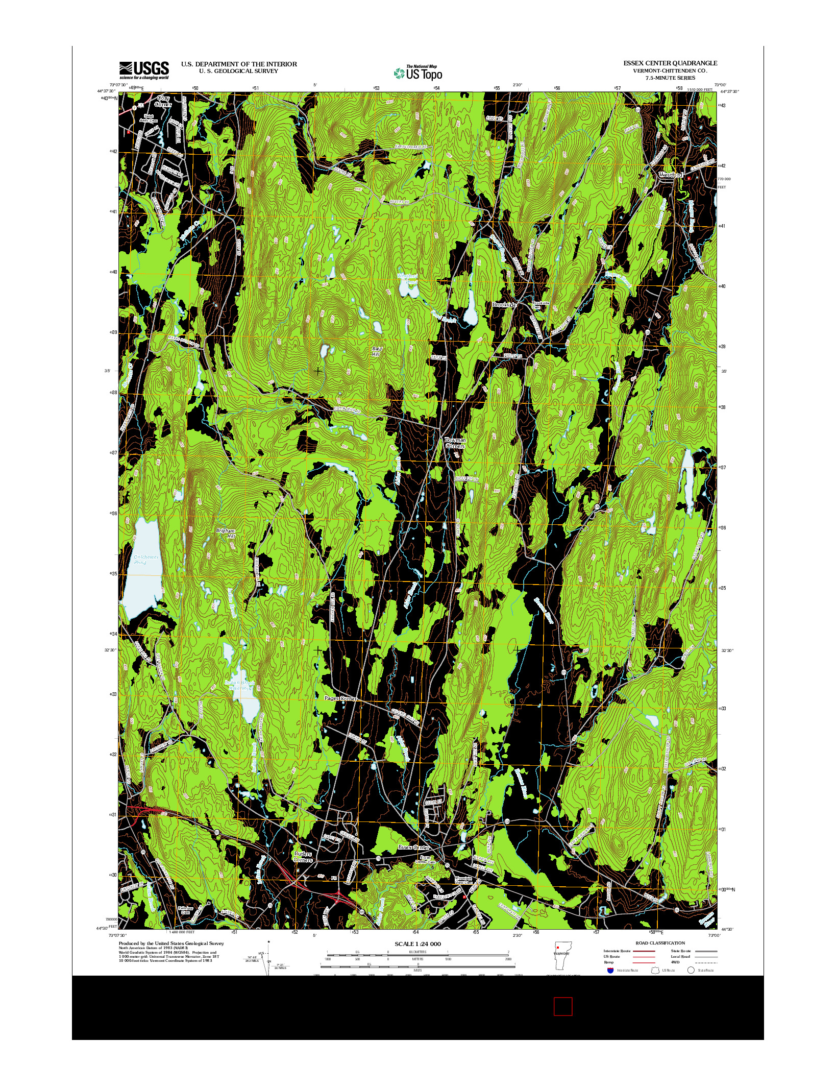 USGS US TOPO 7.5-MINUTE MAP FOR ESSEX CENTER, VT 2012