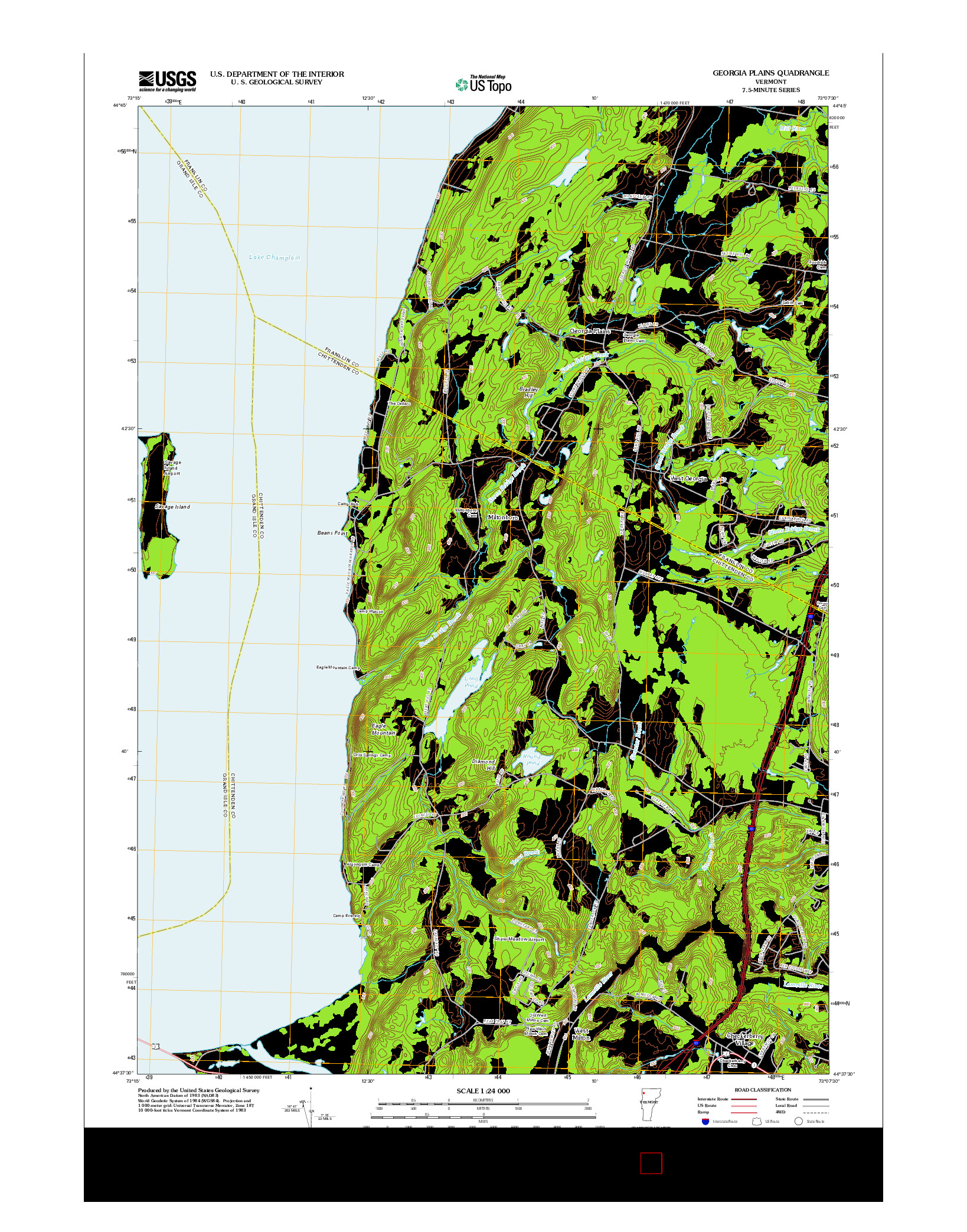 USGS US TOPO 7.5-MINUTE MAP FOR GEORGIA PLAINS, VT 2012