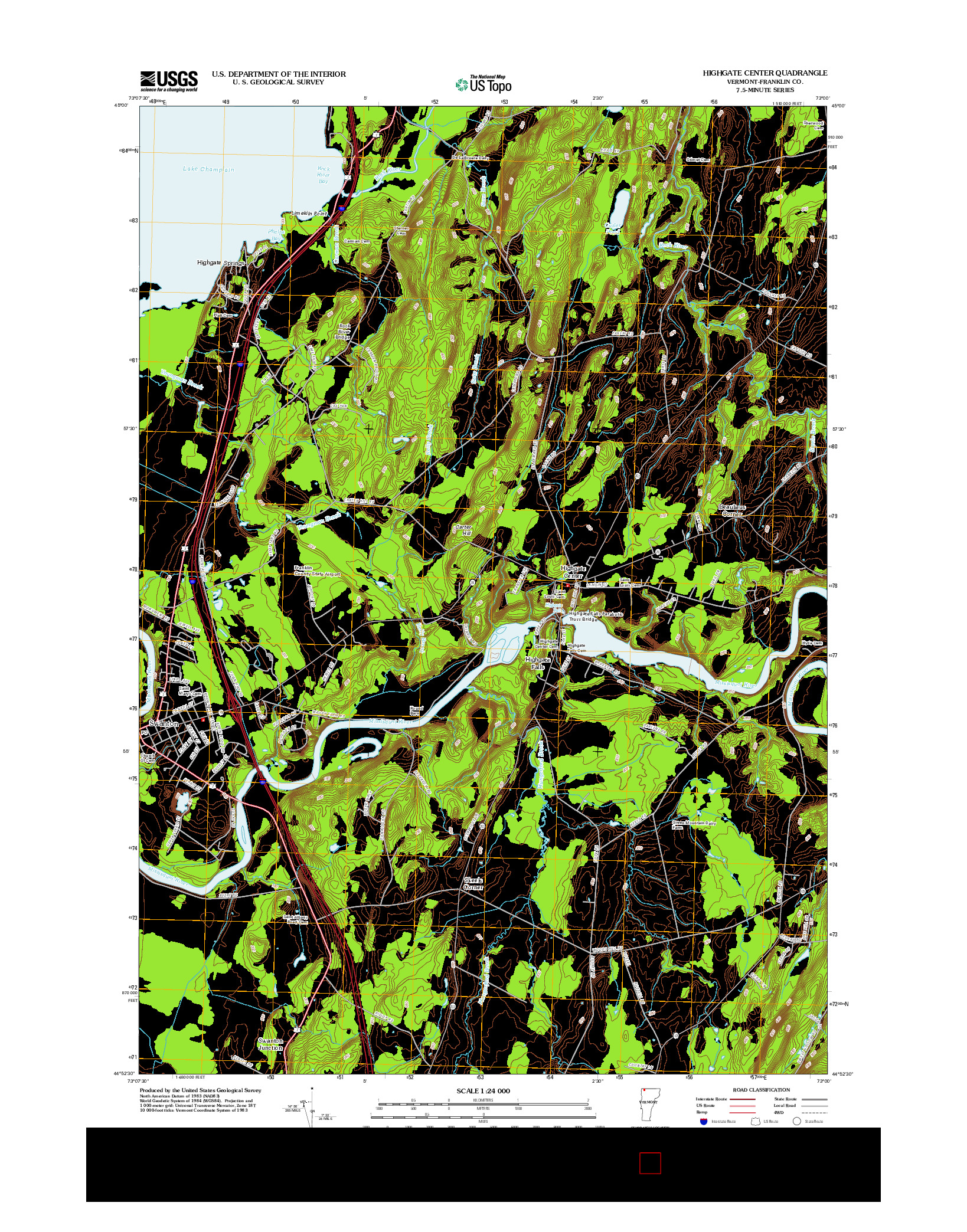 USGS US TOPO 7.5-MINUTE MAP FOR HIGHGATE CENTER, VT 2012