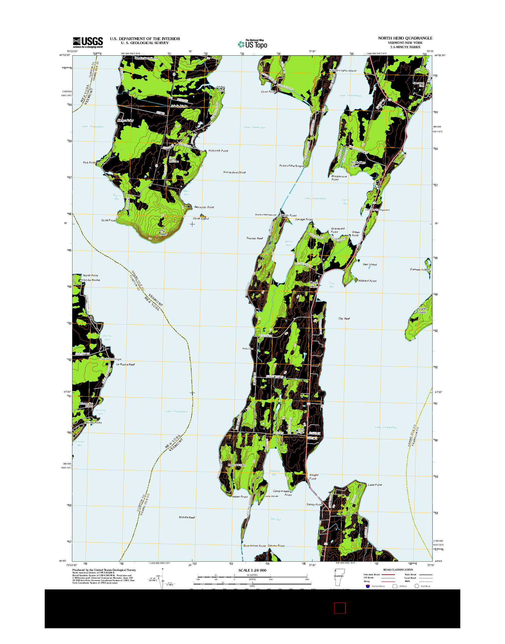 USGS US TOPO 7.5-MINUTE MAP FOR NORTH HERO, VT-NY 2012