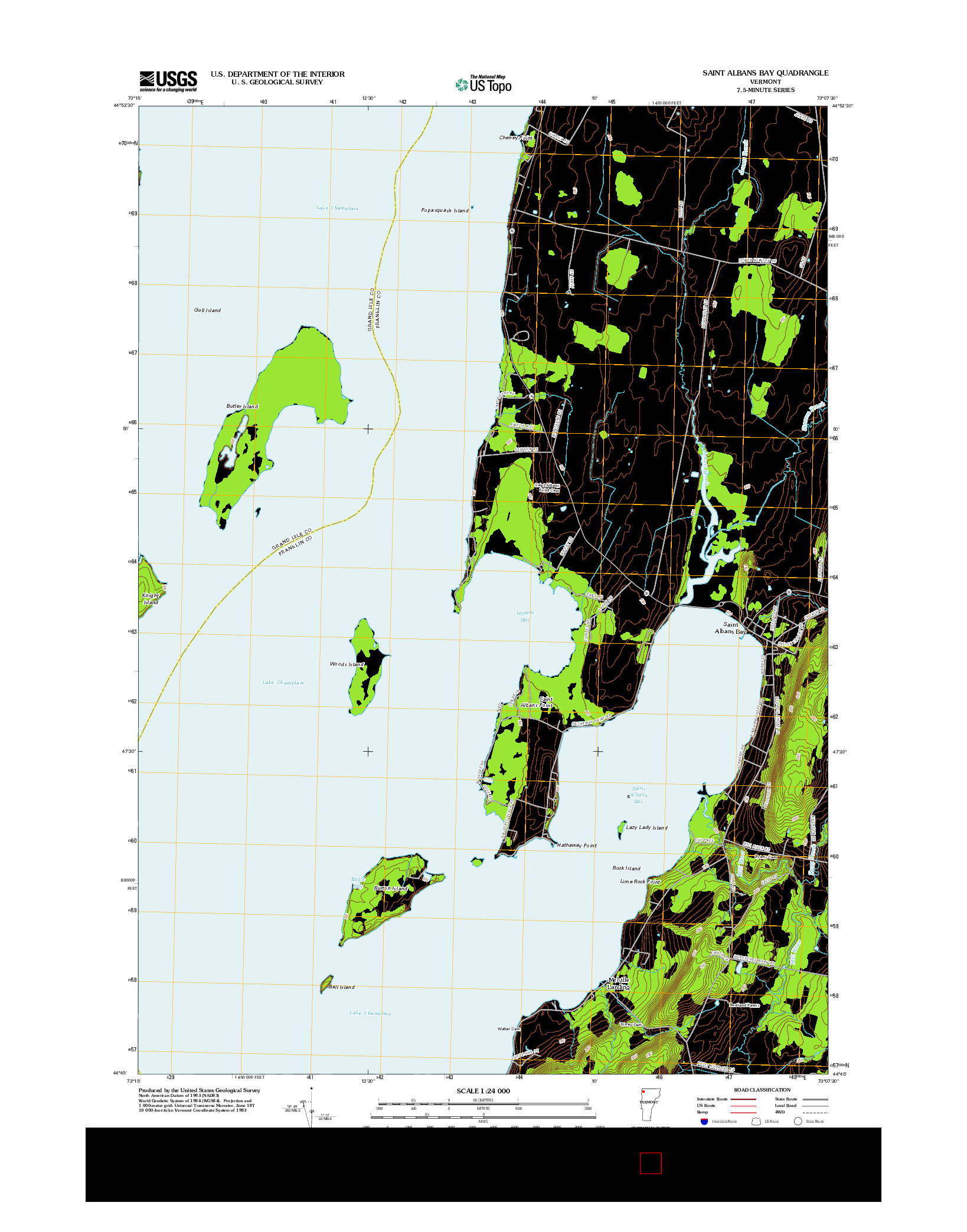 USGS US TOPO 7.5-MINUTE MAP FOR SAINT ALBANS BAY, VT 2012