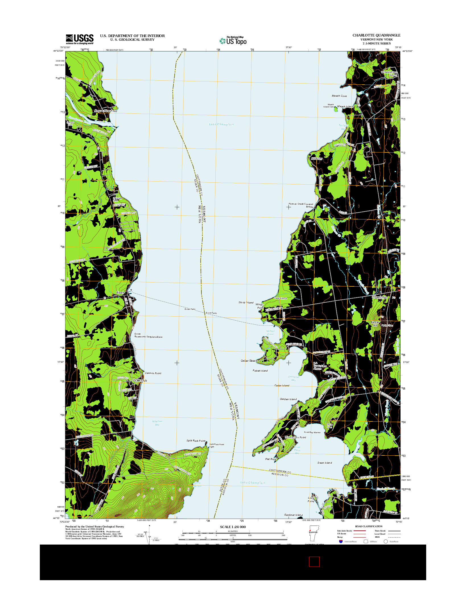 USGS US TOPO 7.5-MINUTE MAP FOR CHARLOTTE, VT-NY 2012