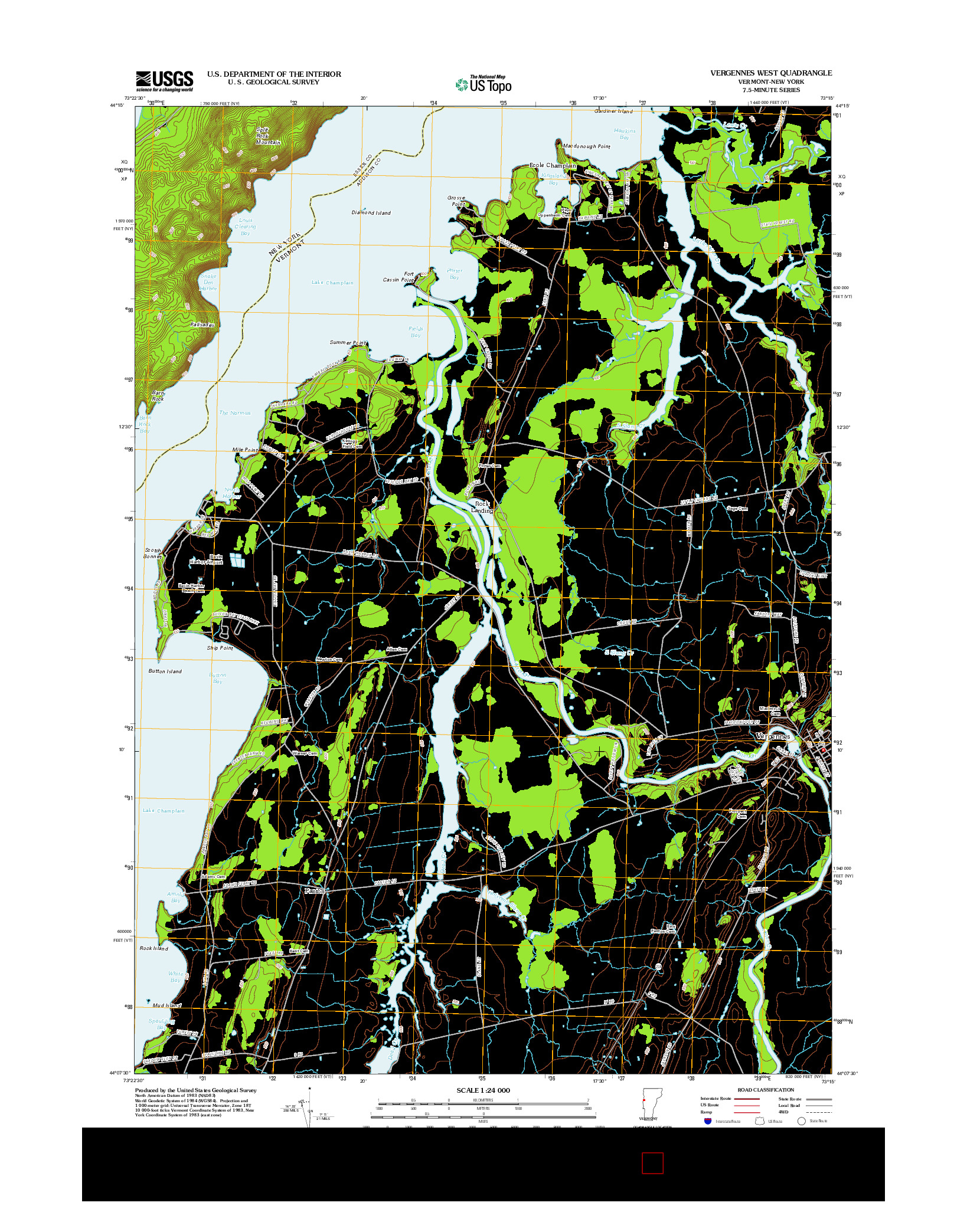 USGS US TOPO 7.5-MINUTE MAP FOR VERGENNES WEST, VT-NY 2012