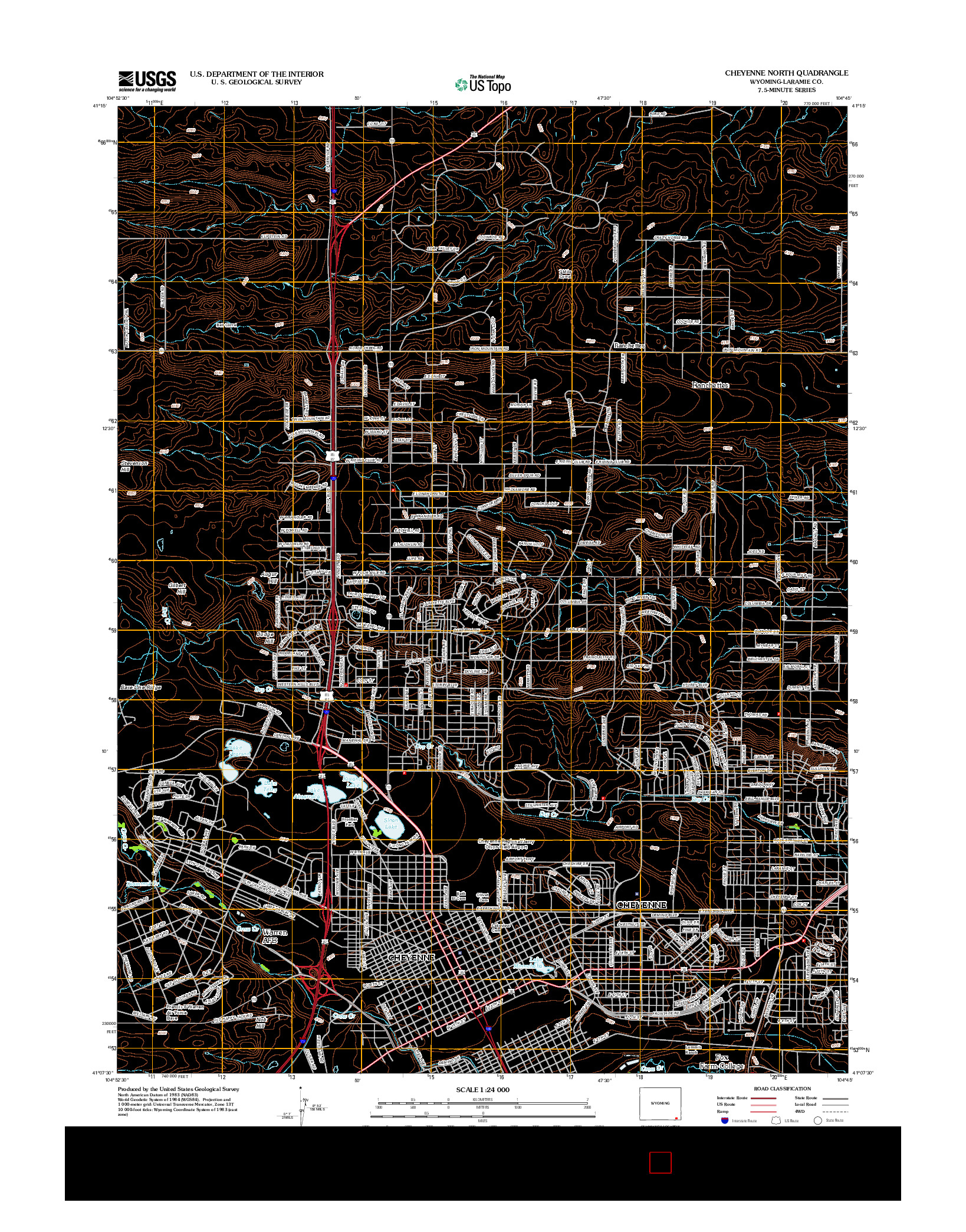 USGS US TOPO 7.5-MINUTE MAP FOR CHEYENNE NORTH, WY 2012