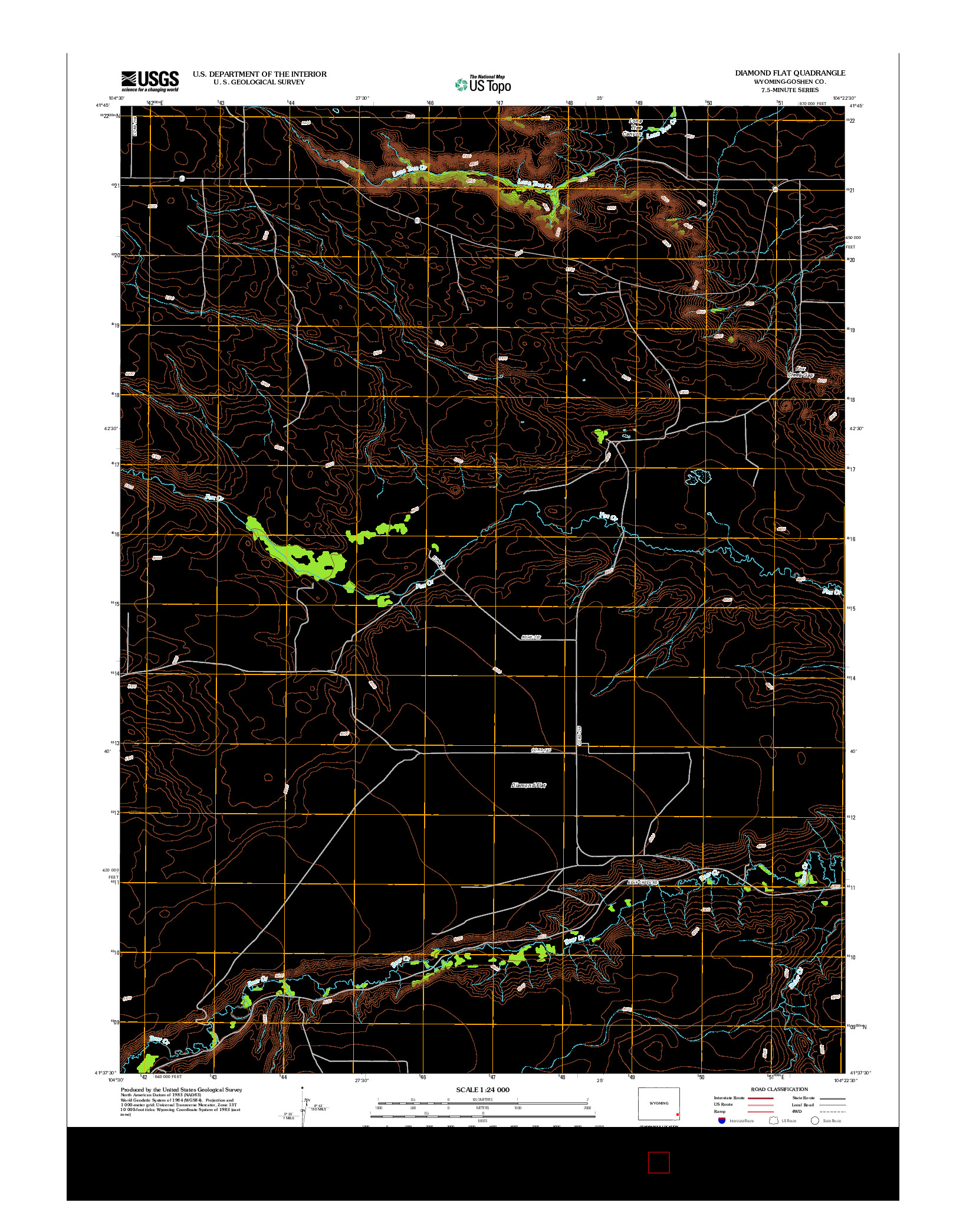 USGS US TOPO 7.5-MINUTE MAP FOR DIAMOND FLAT, WY 2012