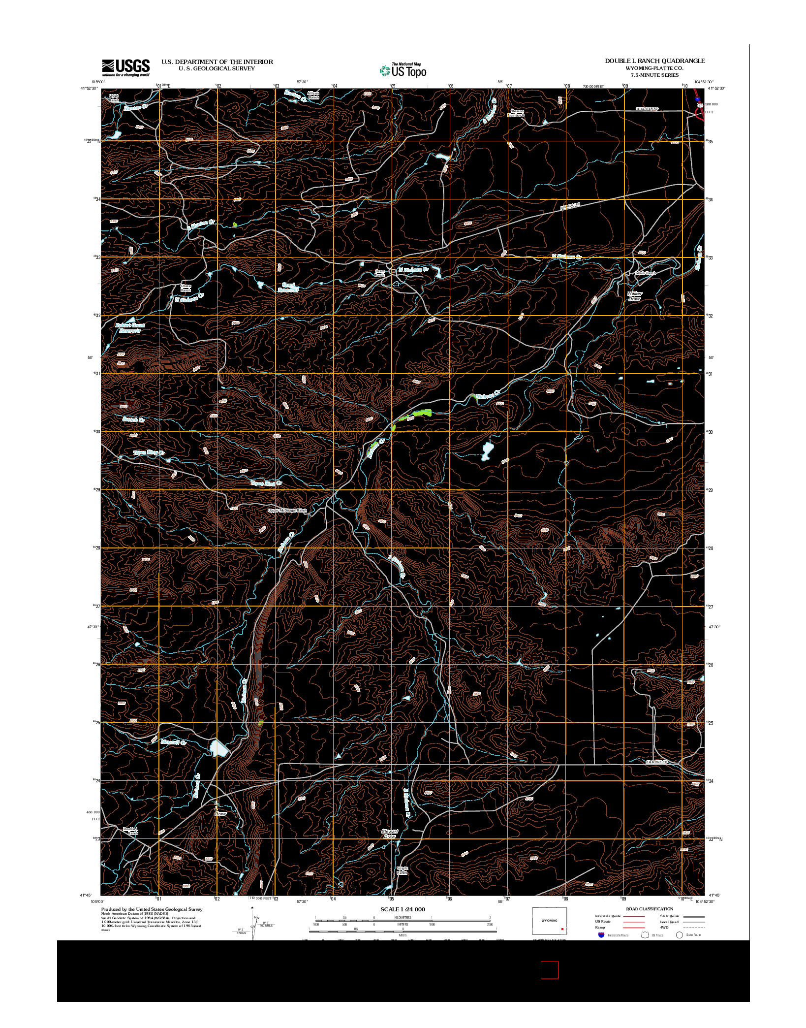 USGS US TOPO 7.5-MINUTE MAP FOR DOUBLE L RANCH, WY 2012