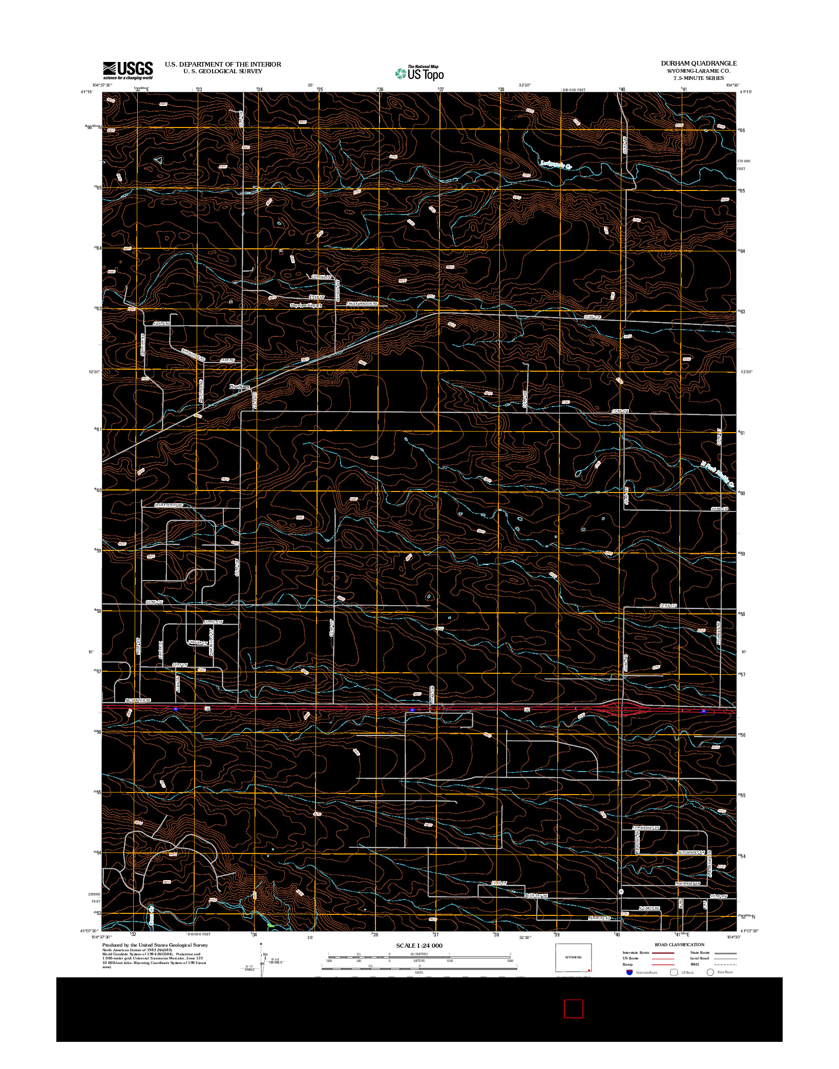 USGS US TOPO 7.5-MINUTE MAP FOR DURHAM, WY 2012