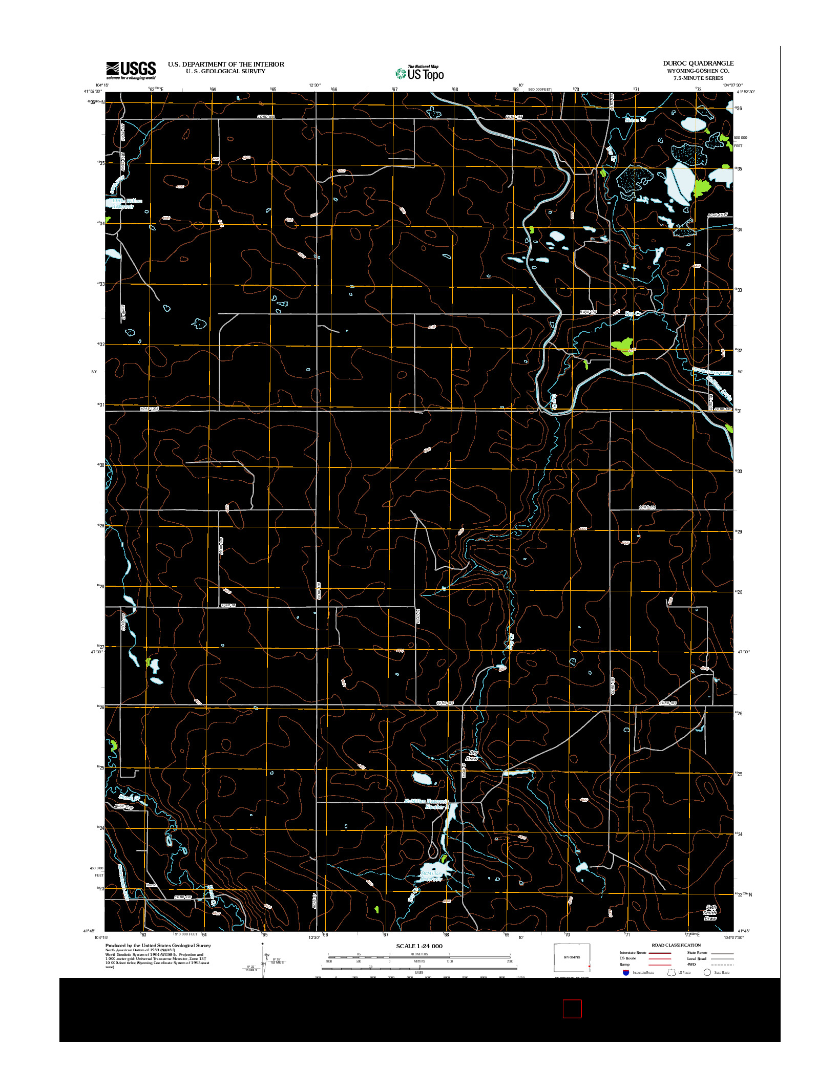USGS US TOPO 7.5-MINUTE MAP FOR DUROC, WY 2012