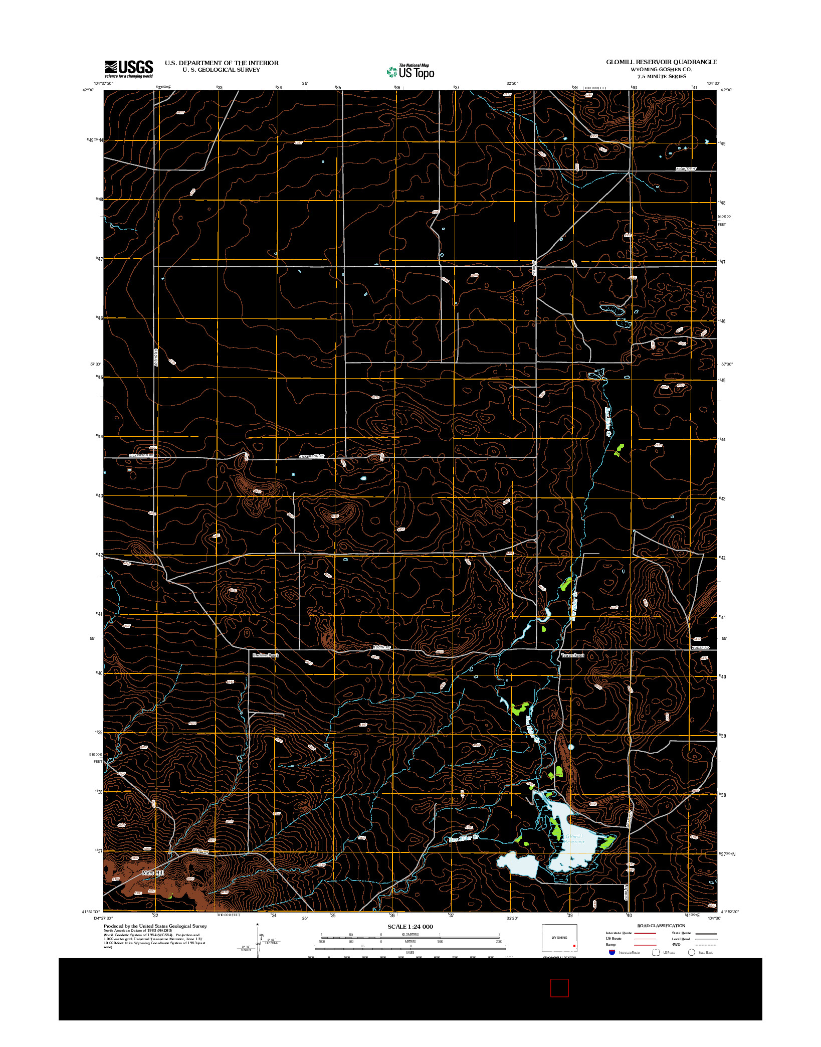 USGS US TOPO 7.5-MINUTE MAP FOR GLOMILL RESERVOIR, WY 2012