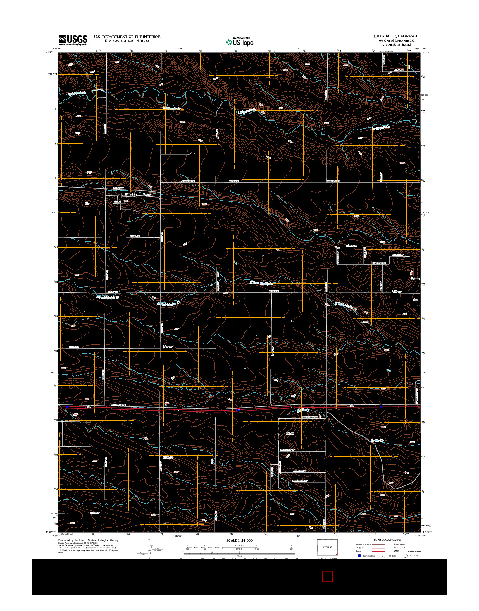 USGS US TOPO 7.5-MINUTE MAP FOR HILLSDALE, WY 2012