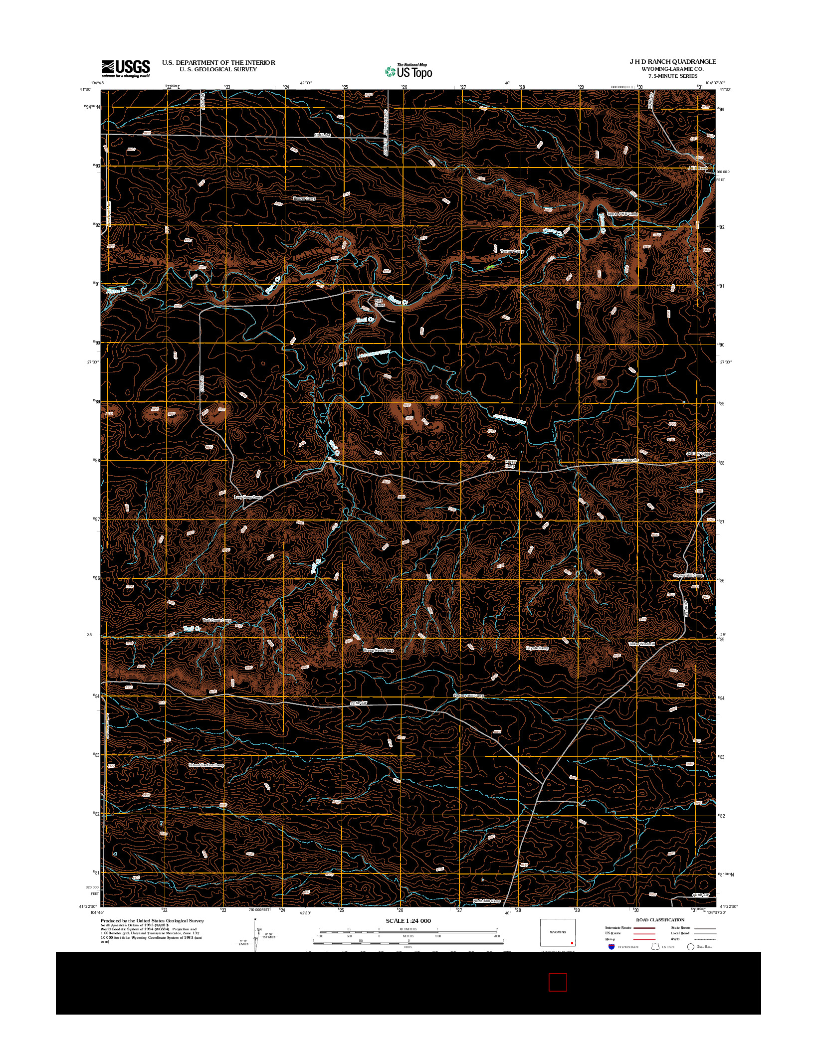 USGS US TOPO 7.5-MINUTE MAP FOR J H D RANCH, WY 2012