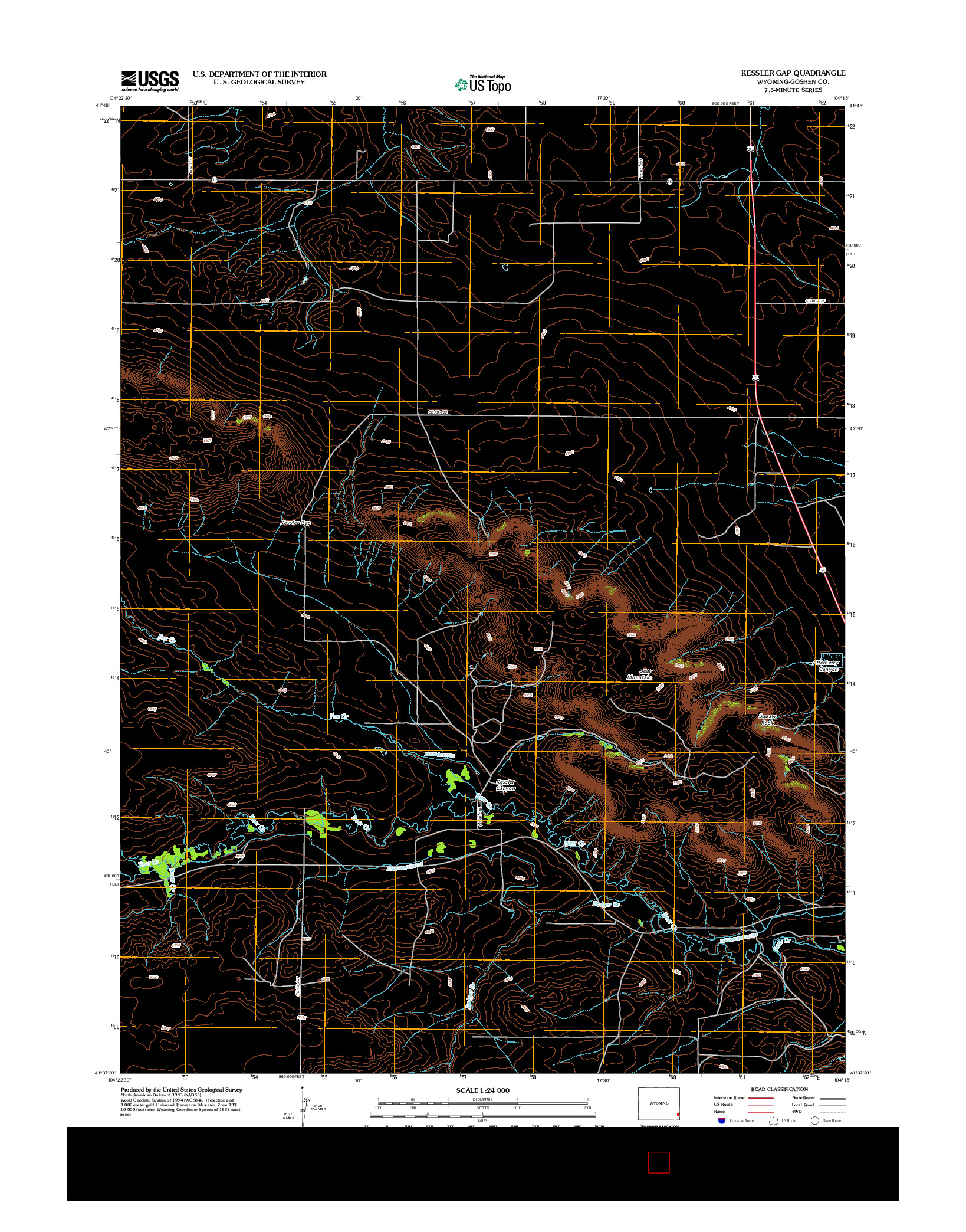 USGS US TOPO 7.5-MINUTE MAP FOR KESSLER GAP, WY 2012