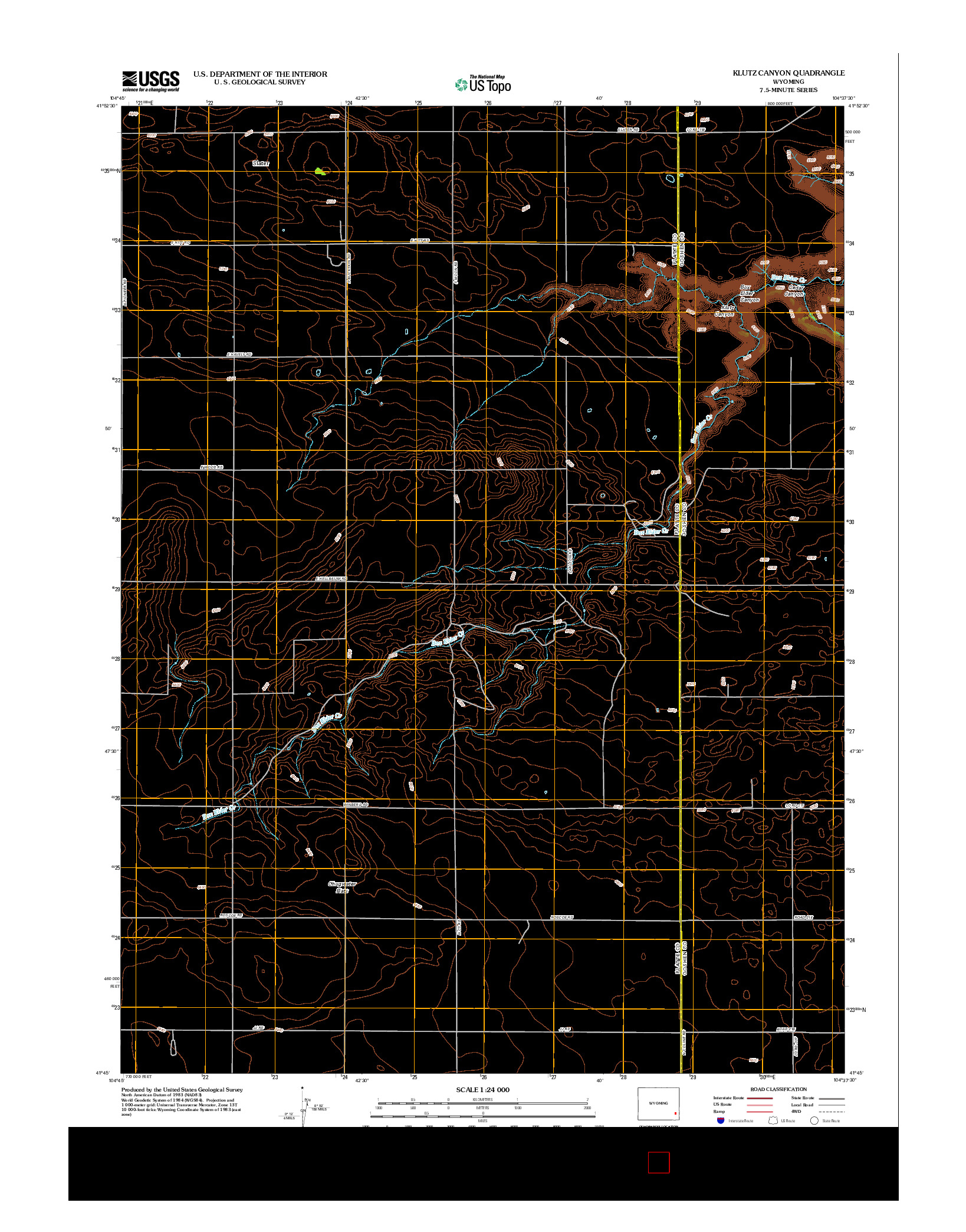 USGS US TOPO 7.5-MINUTE MAP FOR KLUTZ CANYON, WY 2012