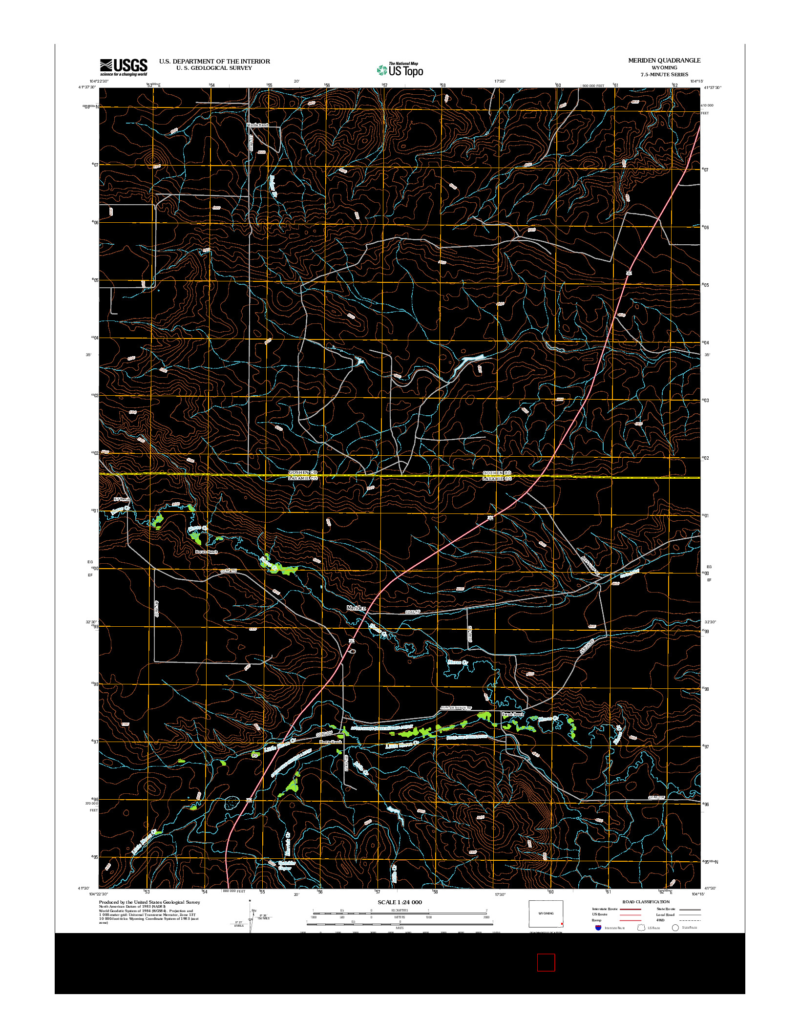 USGS US TOPO 7.5-MINUTE MAP FOR MERIDEN, WY 2012