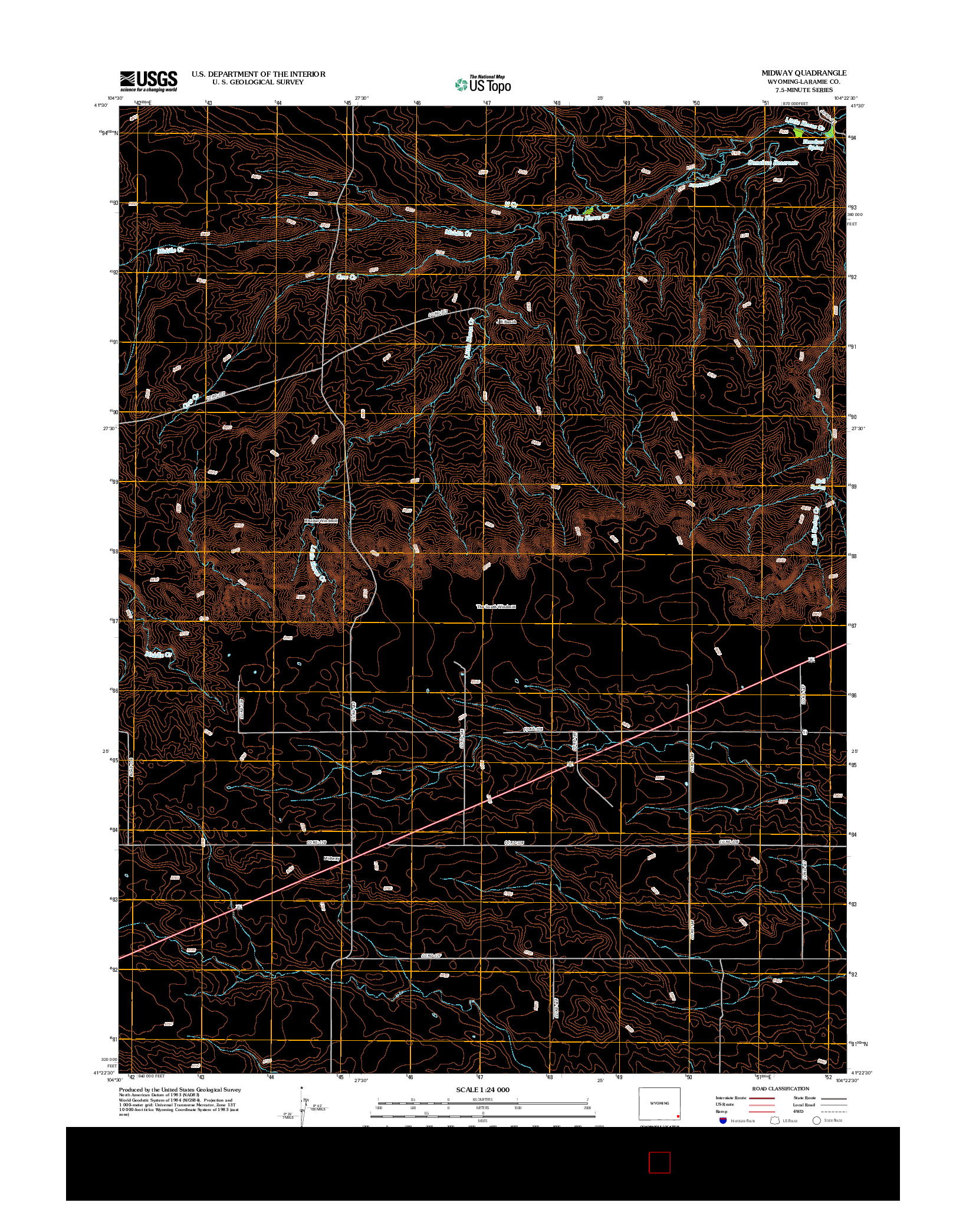 USGS US TOPO 7.5-MINUTE MAP FOR MIDWAY, WY 2012