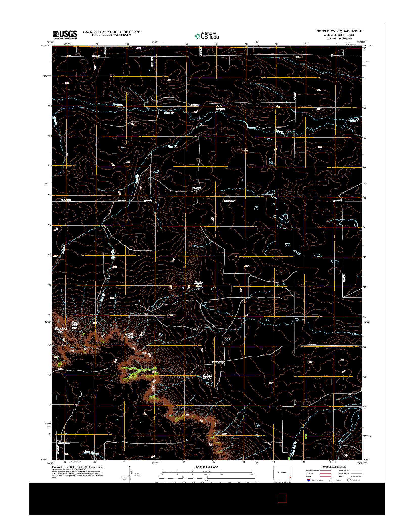 USGS US TOPO 7.5-MINUTE MAP FOR NEEDLE ROCK, WY 2012
