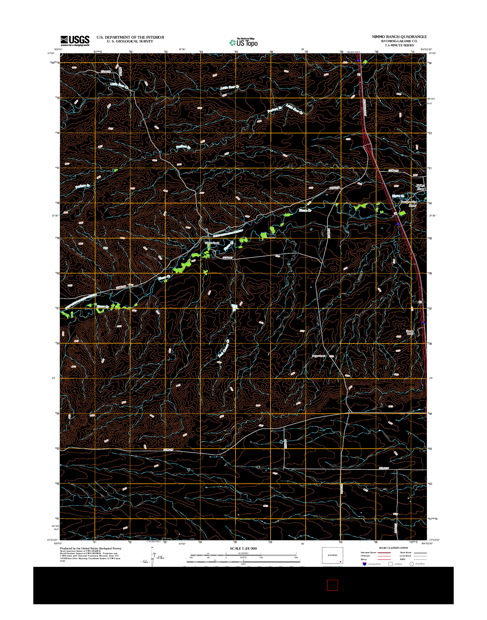 USGS US TOPO 7.5-MINUTE MAP FOR NIMMO RANCH, WY 2012