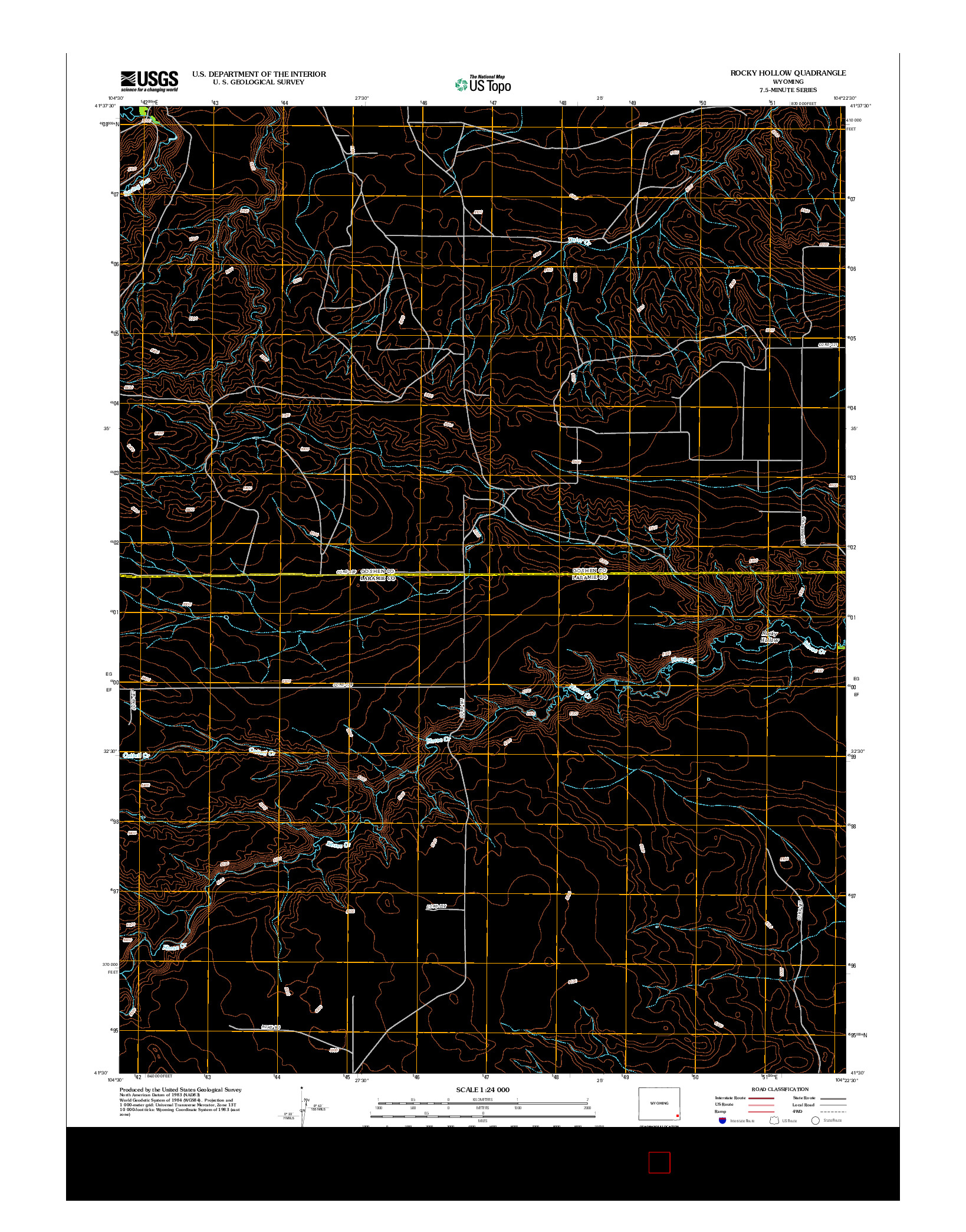 USGS US TOPO 7.5-MINUTE MAP FOR ROCKY HOLLOW, WY 2012