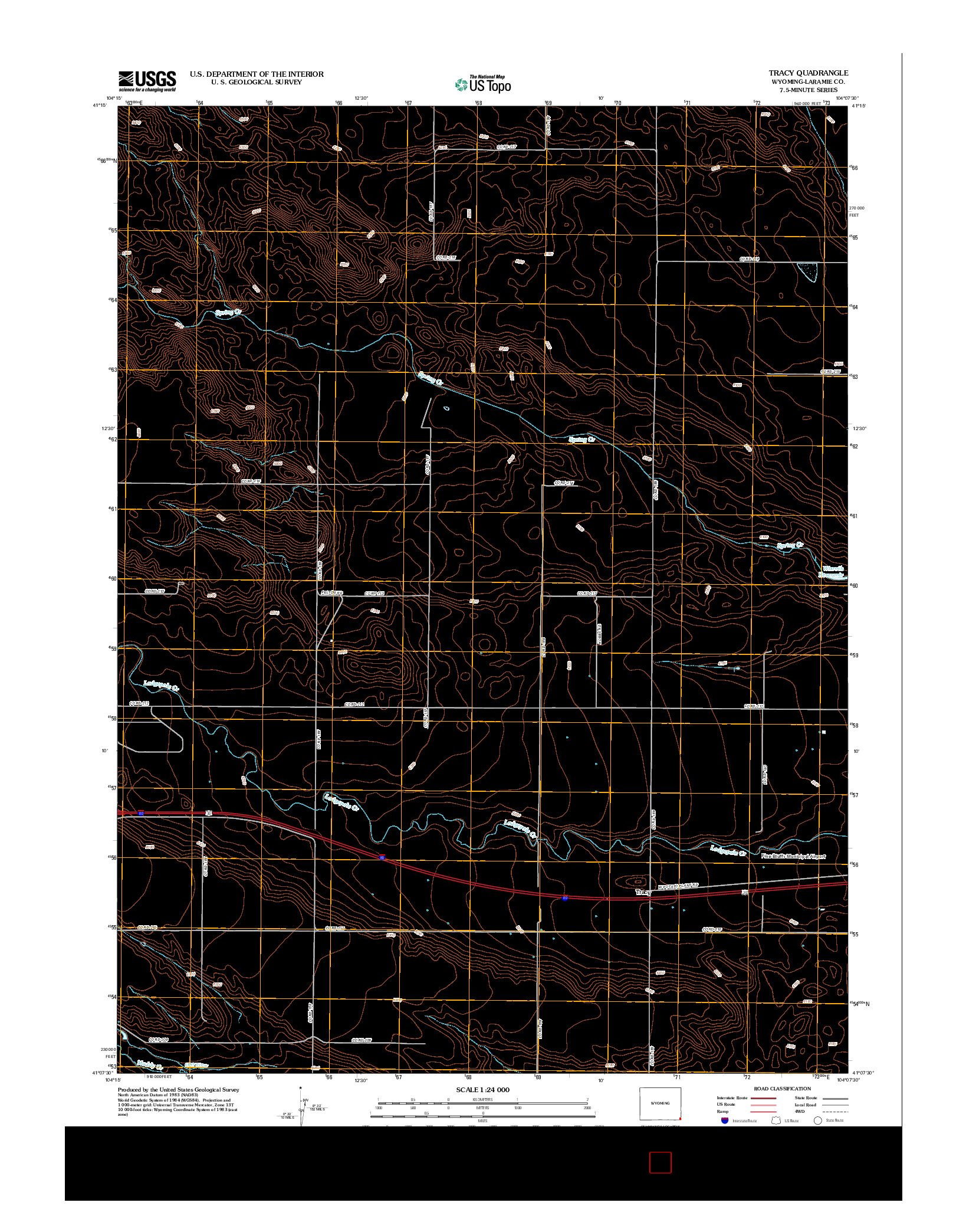 USGS US TOPO 7.5-MINUTE MAP FOR TRACY, WY 2012