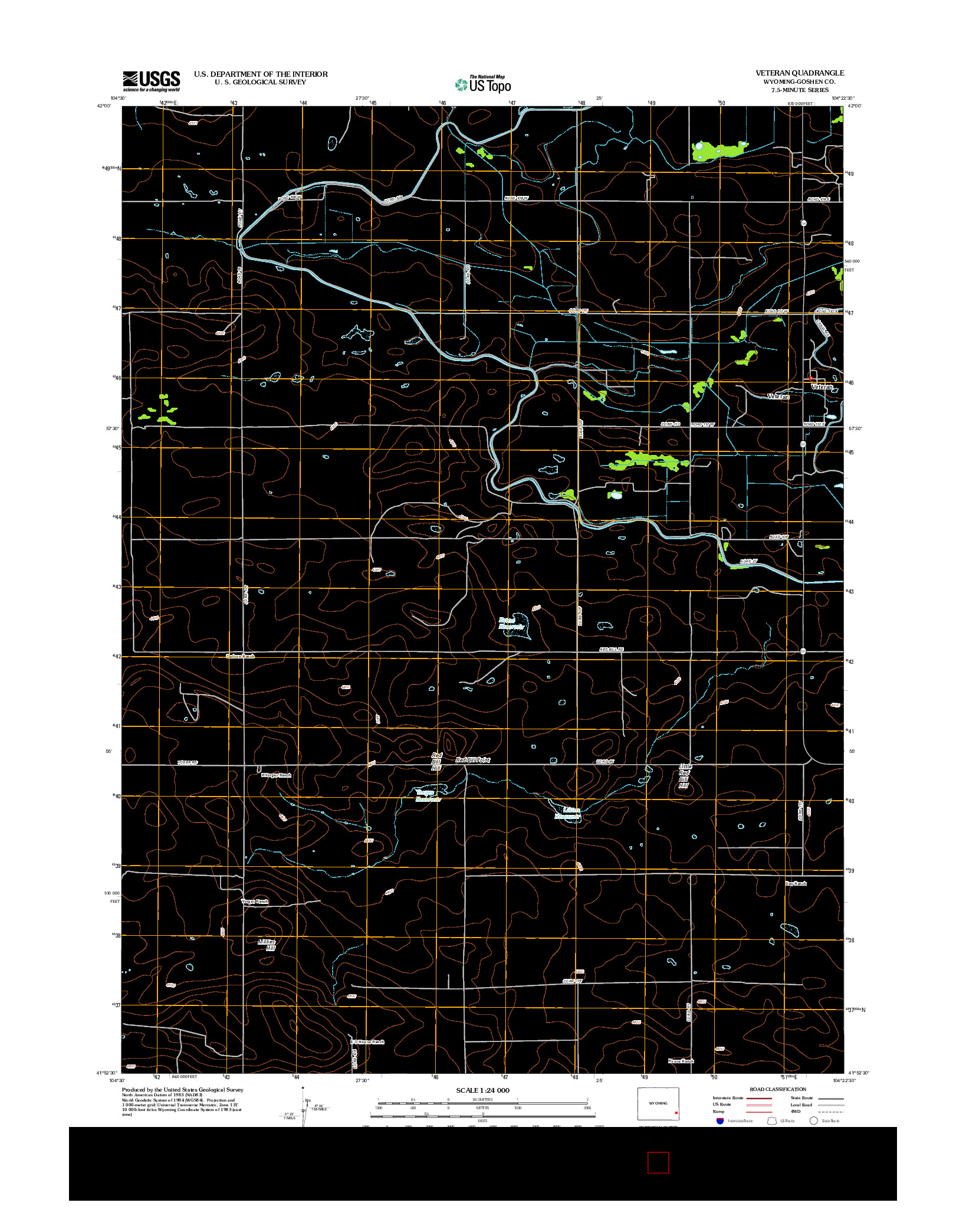 USGS US TOPO 7.5-MINUTE MAP FOR VETERAN, WY 2012