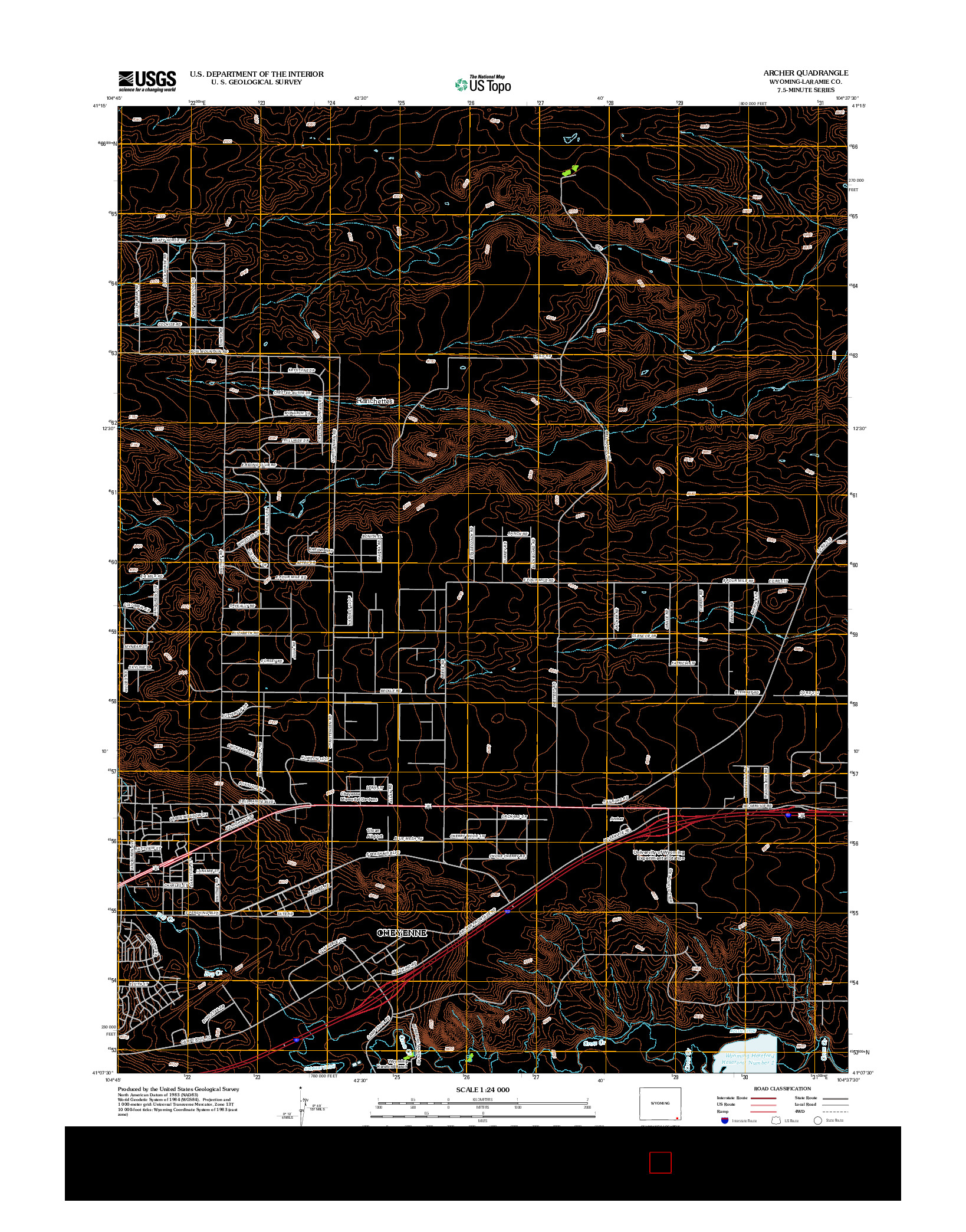 USGS US TOPO 7.5-MINUTE MAP FOR ARCHER, WY 2012