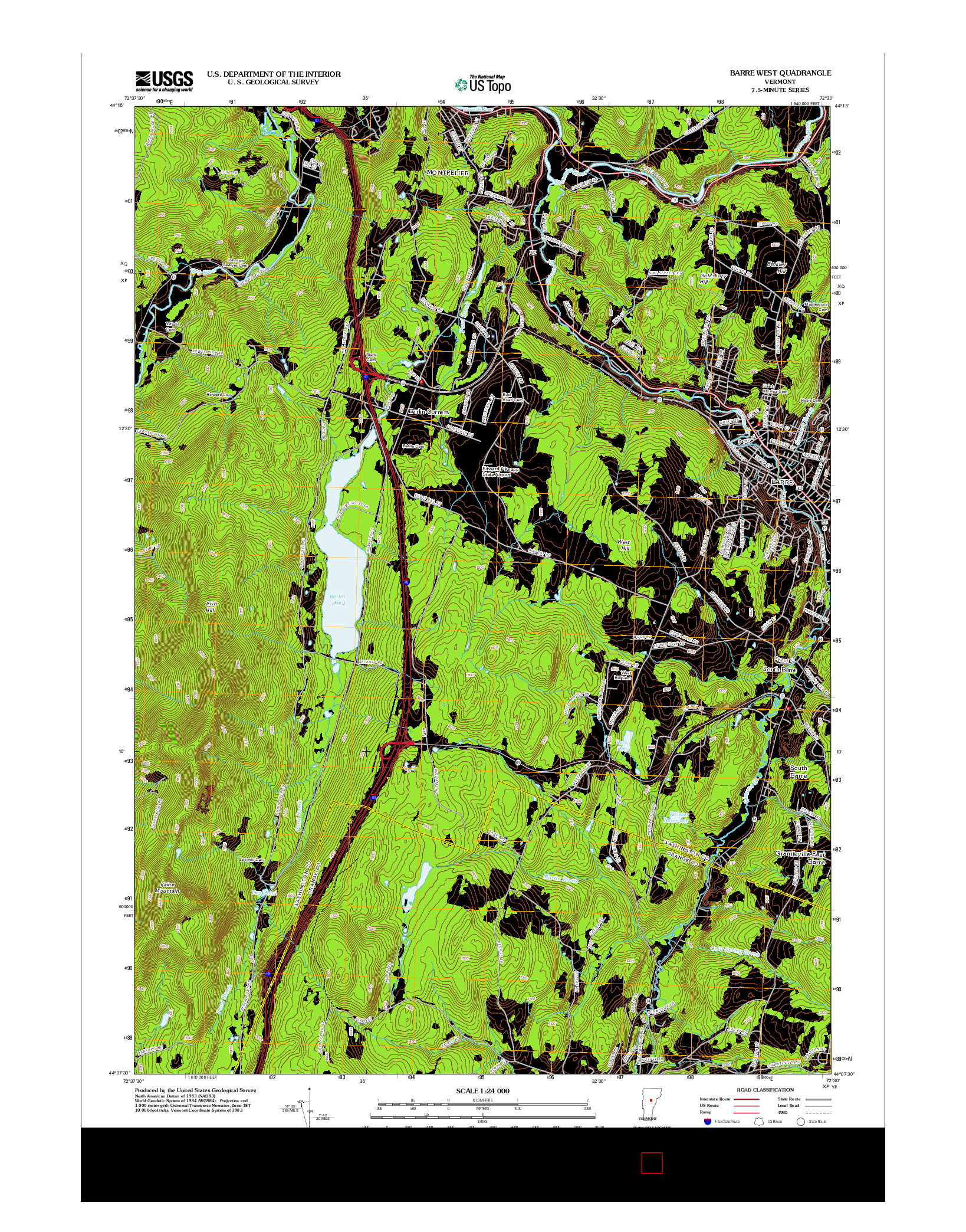 USGS US TOPO 7.5-MINUTE MAP FOR BARRE WEST, VT 2012