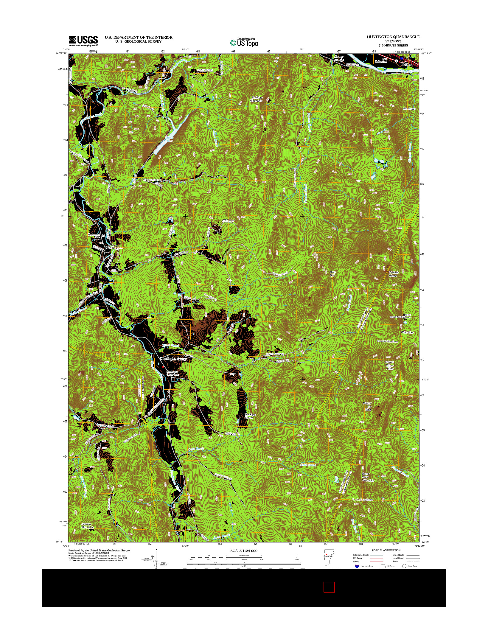 USGS US TOPO 7.5-MINUTE MAP FOR HUNTINGTON, VT 2012